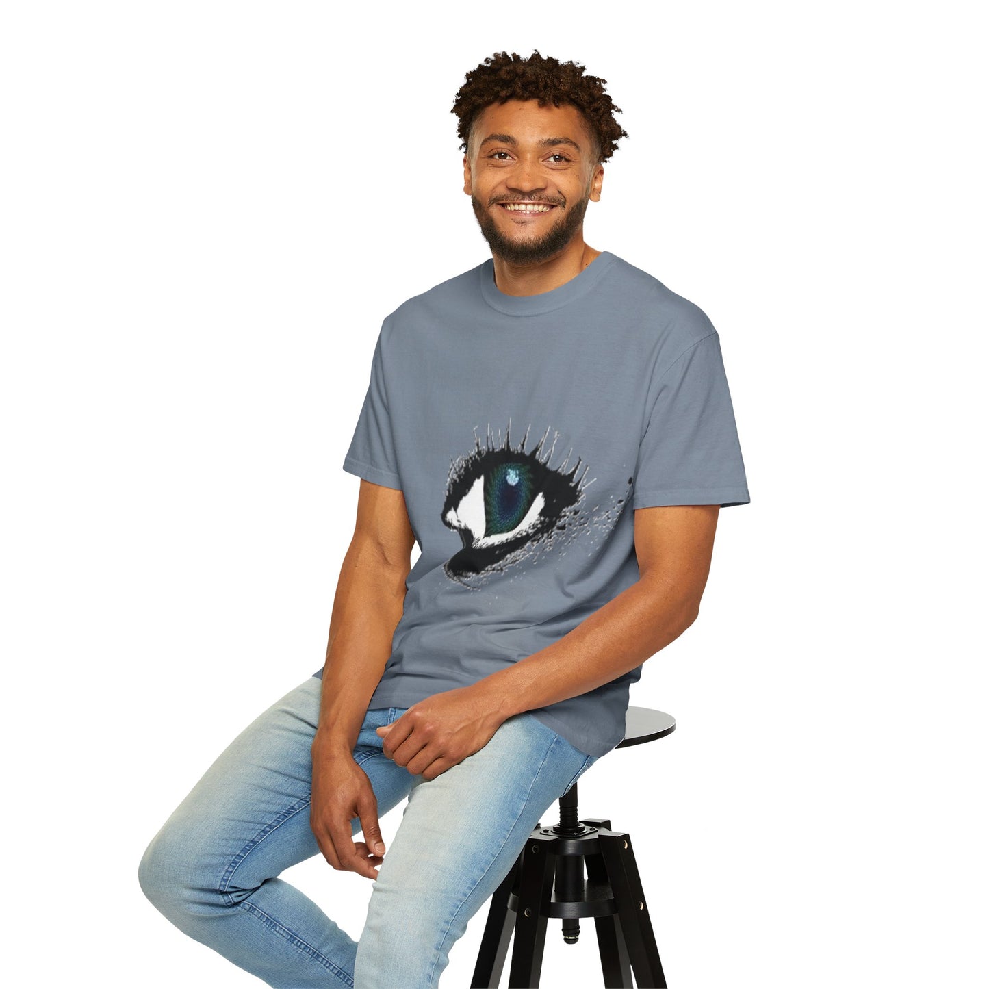 Eye Graphic T-Shirt — Blue Iris Grunge Art Tee