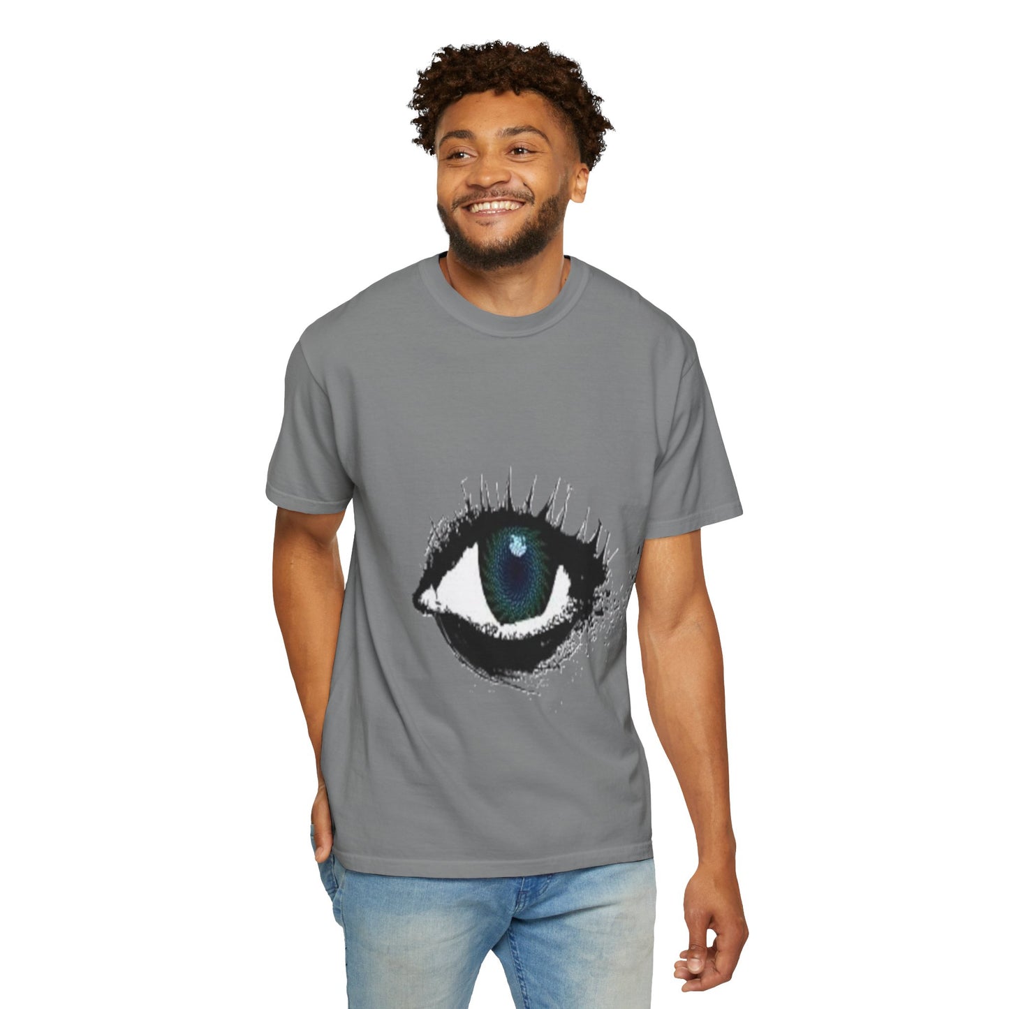 Eye Graphic T-Shirt — Blue Iris Grunge Art Tee