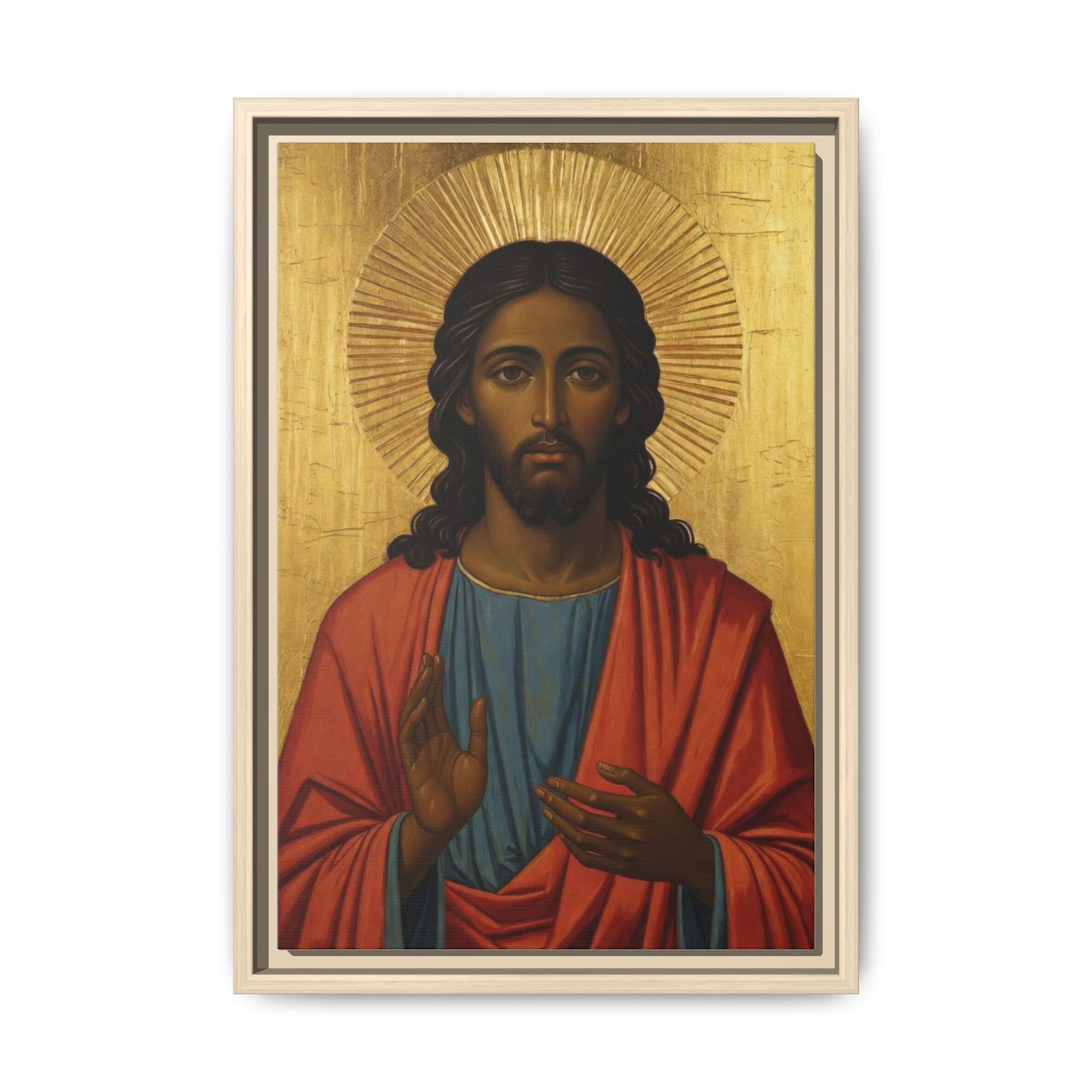 Framed Orthodox Christ Icon Matte Canvas — Religious Wall Art for Home, Church, or Prayer Corner