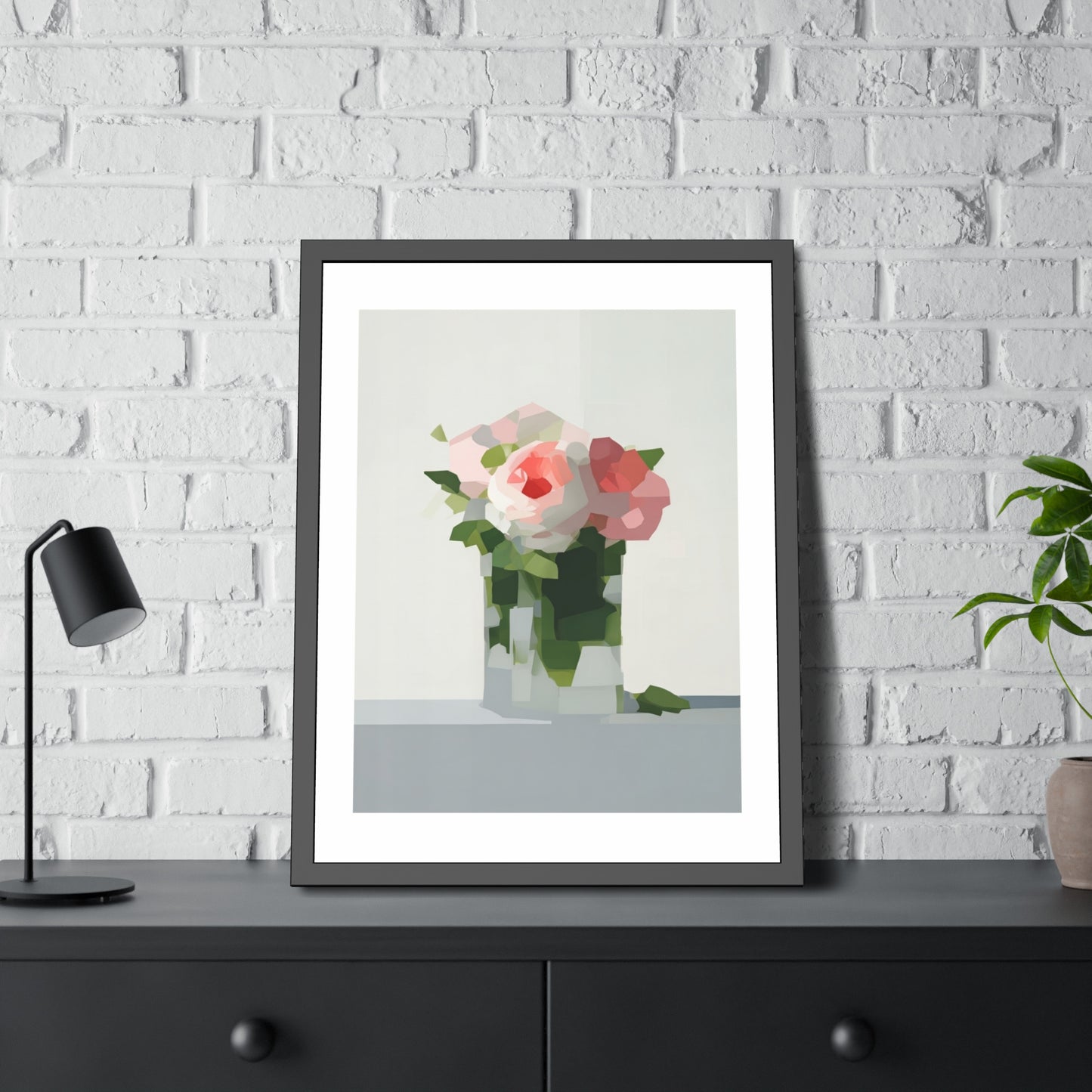 Framed Floral Poster — Modern Abstract Peony Art Print