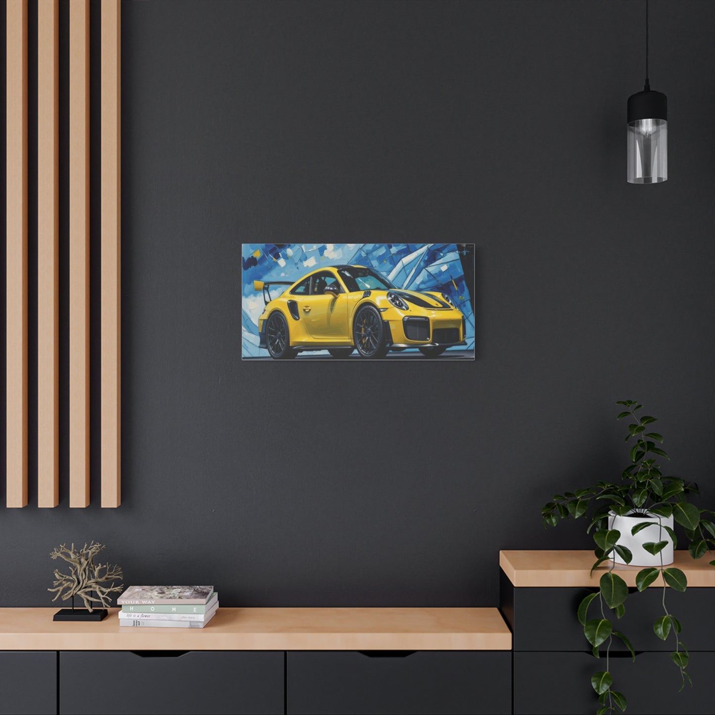 Yellow Porsche Sports Car Canvas Print — Modern Automotive Wall Art