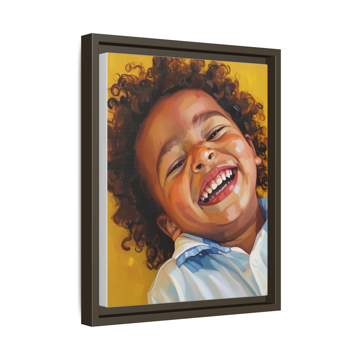 Framed Matte Canvas Print – Joyful Child Portrait, Colorful Nursery Wall Art