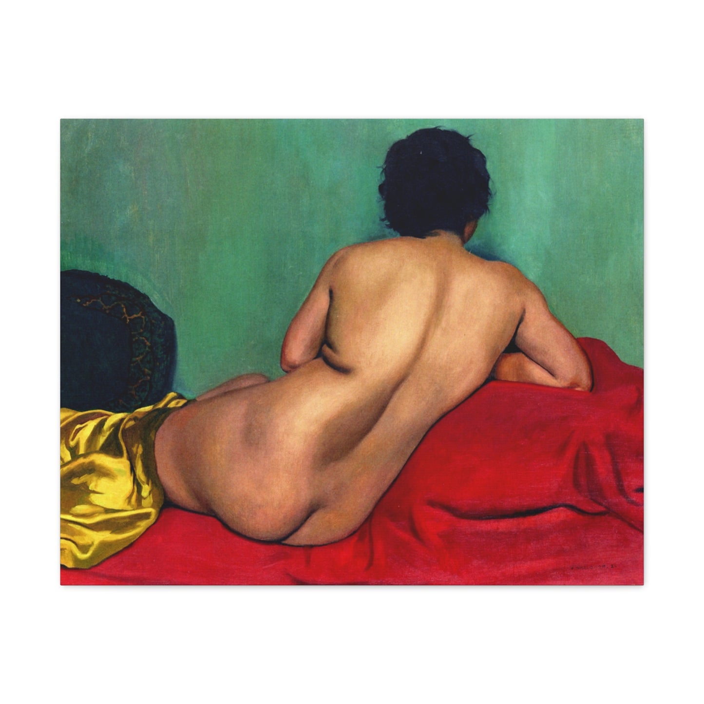 Nu de dos sur un canapé rouge by Félix Vallotton Matte Canvas Wall Art Print