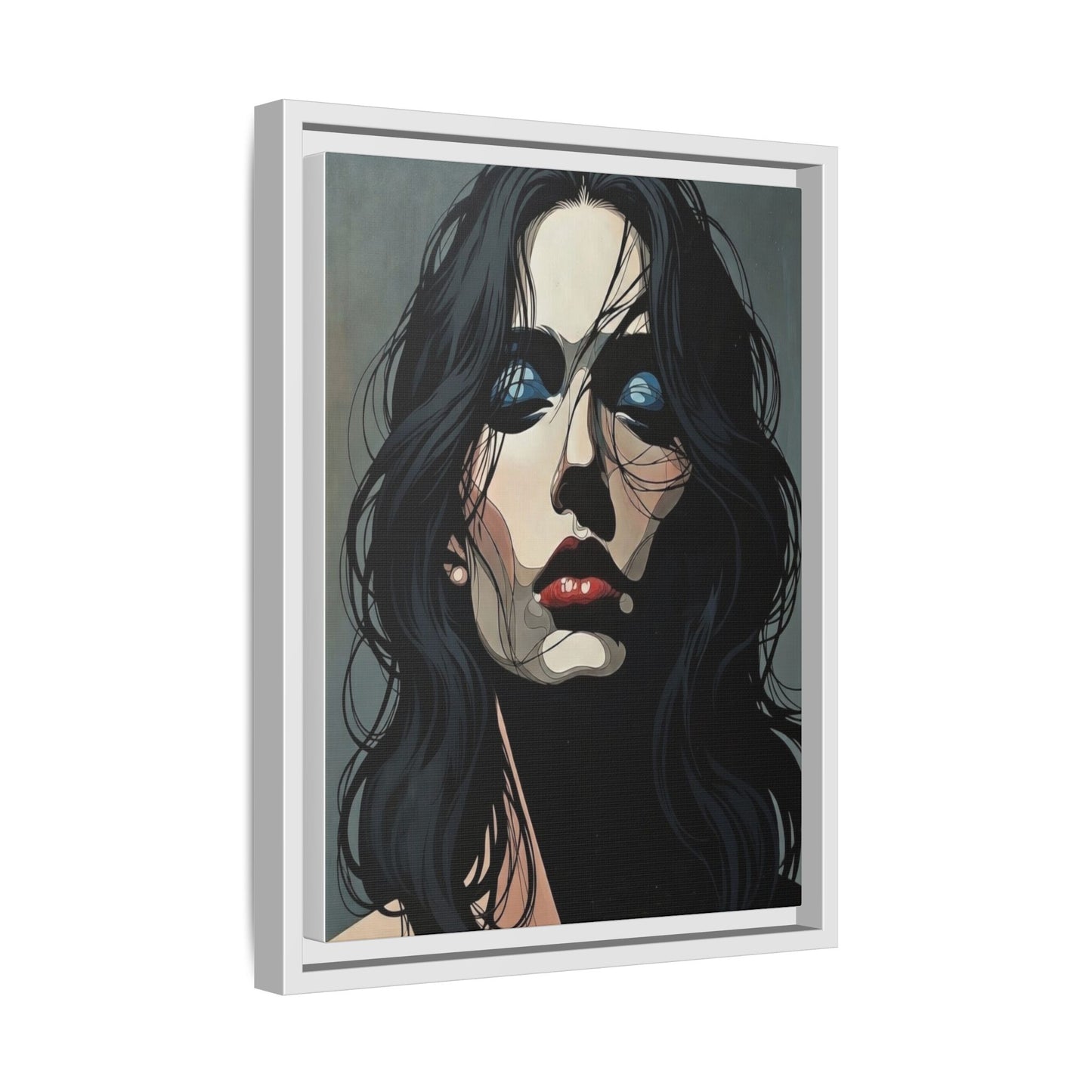 Framed Matte Canvas: Moody Portrait of Woman – Modern Gothic Wall Art