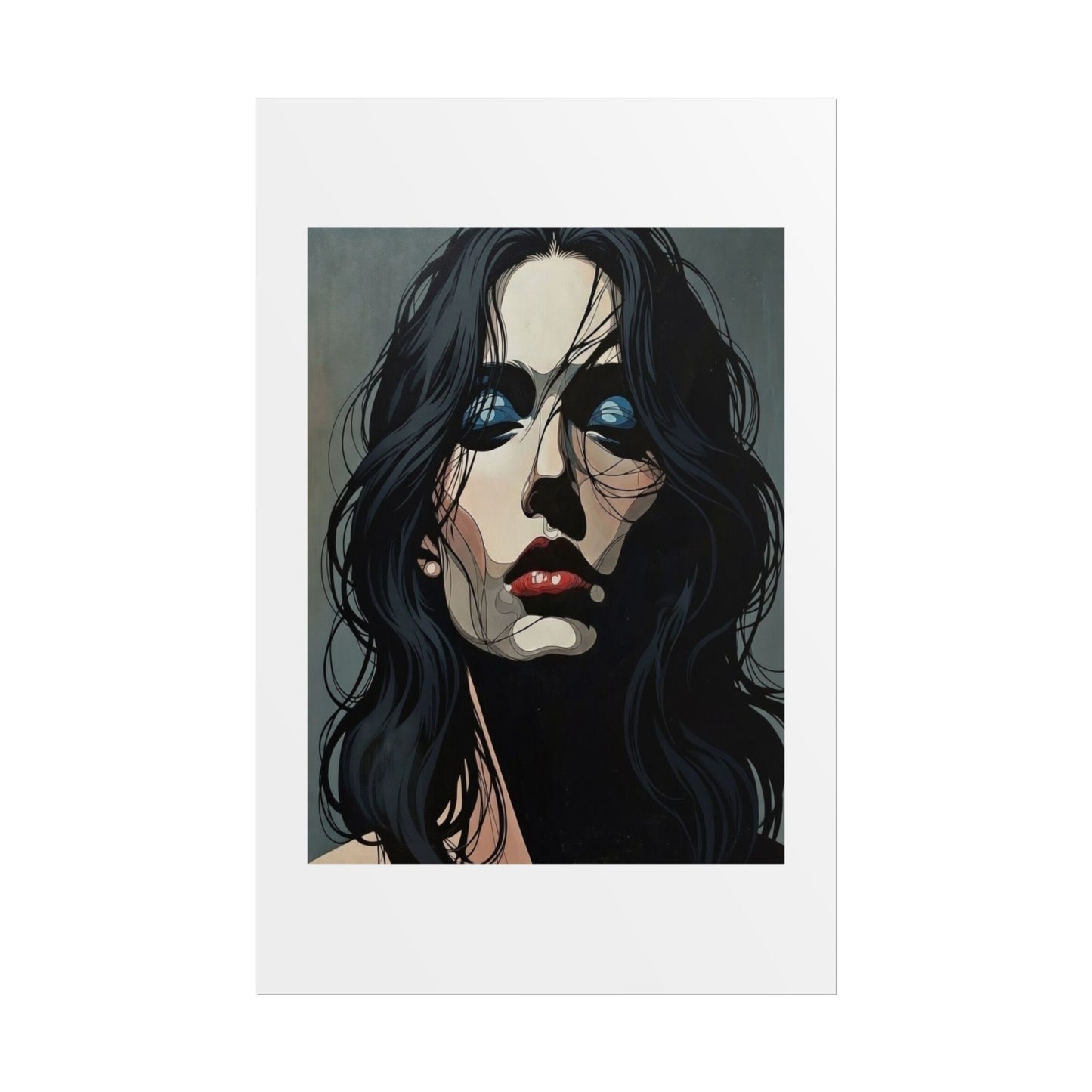Rolled Poster — Moody Portrait Art Print (Dark Femme, Blue Eyeshadow)