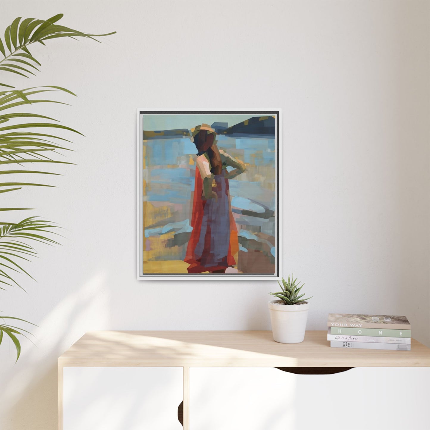 Framed Matte Canvas Print — Coastal Woman Abstract Art