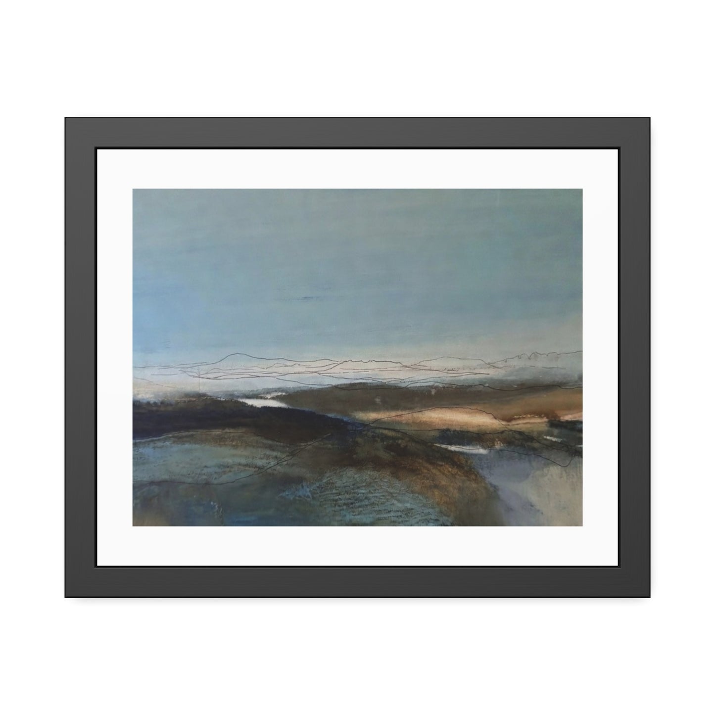Framed Landscape Poster — Serene Blue Abstract Wall Art