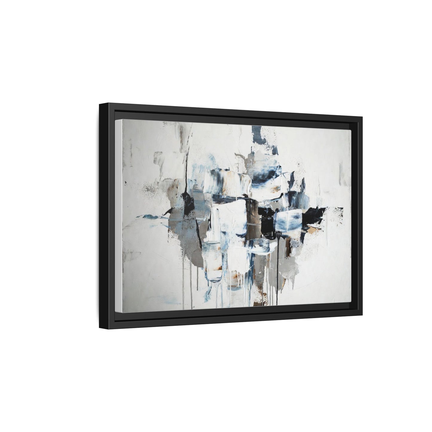 Framed Abstract Canvas Art — Blue Neutral Modern Wall Print