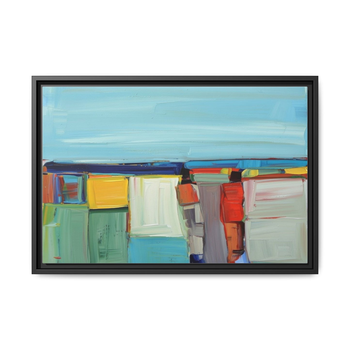 Abstract Coastal Blocks Matte Canvas Print (Framed)