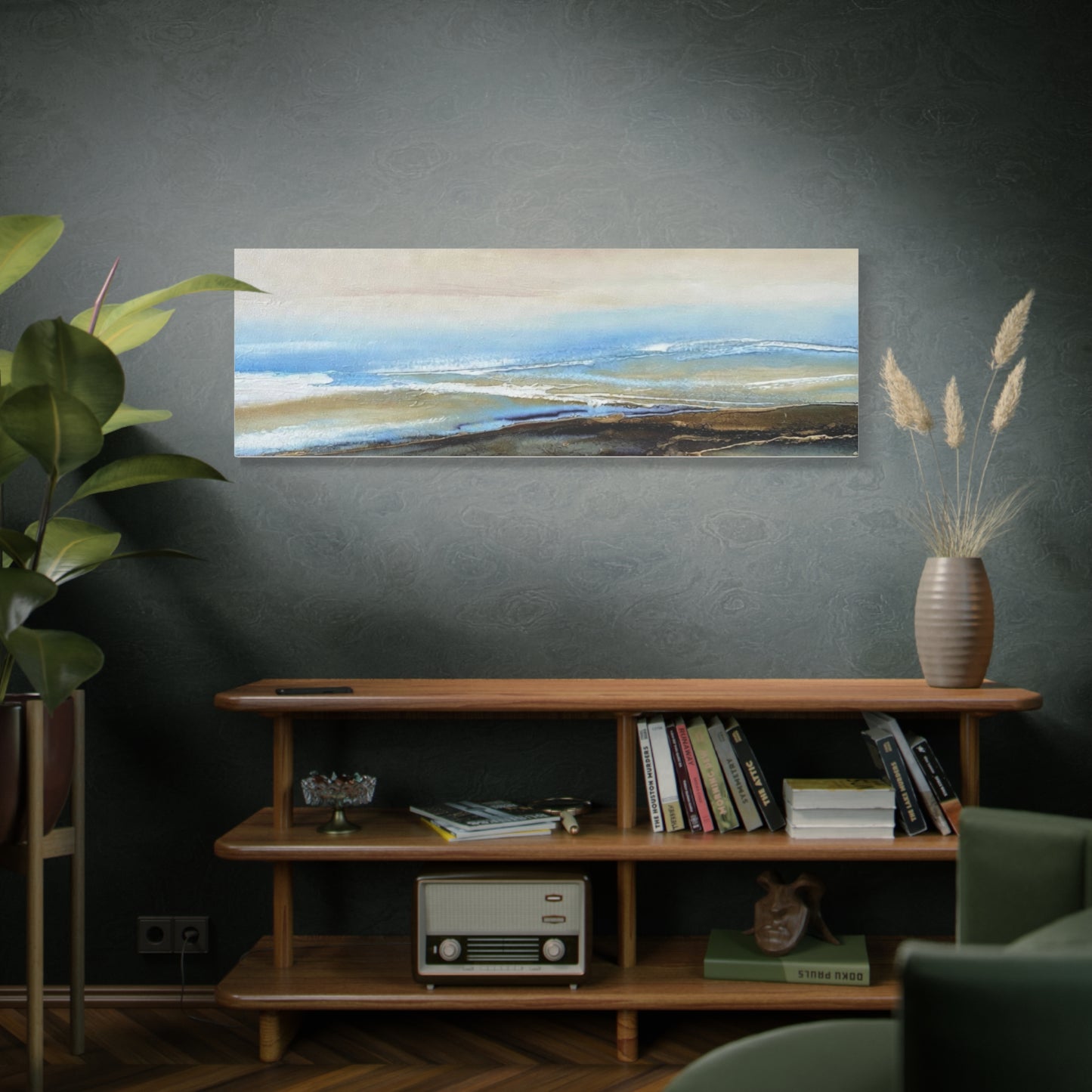 Coastal Abstract Matte Canvas Wall Art — Serene Ocean Horizon Stretch