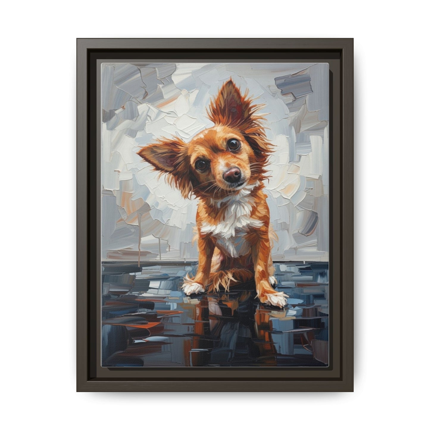 Framed Matte Canvas Print — Playful Brown Dog Portrait
