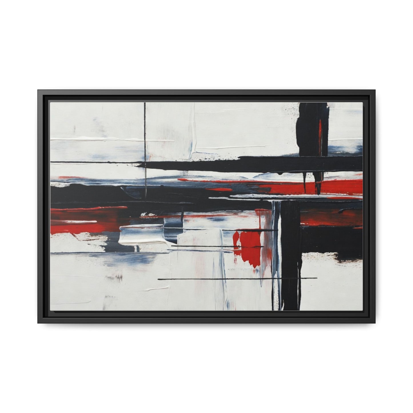 Abstract Red & Black Framed Canvas Art — Modern Matte Wall Painting
