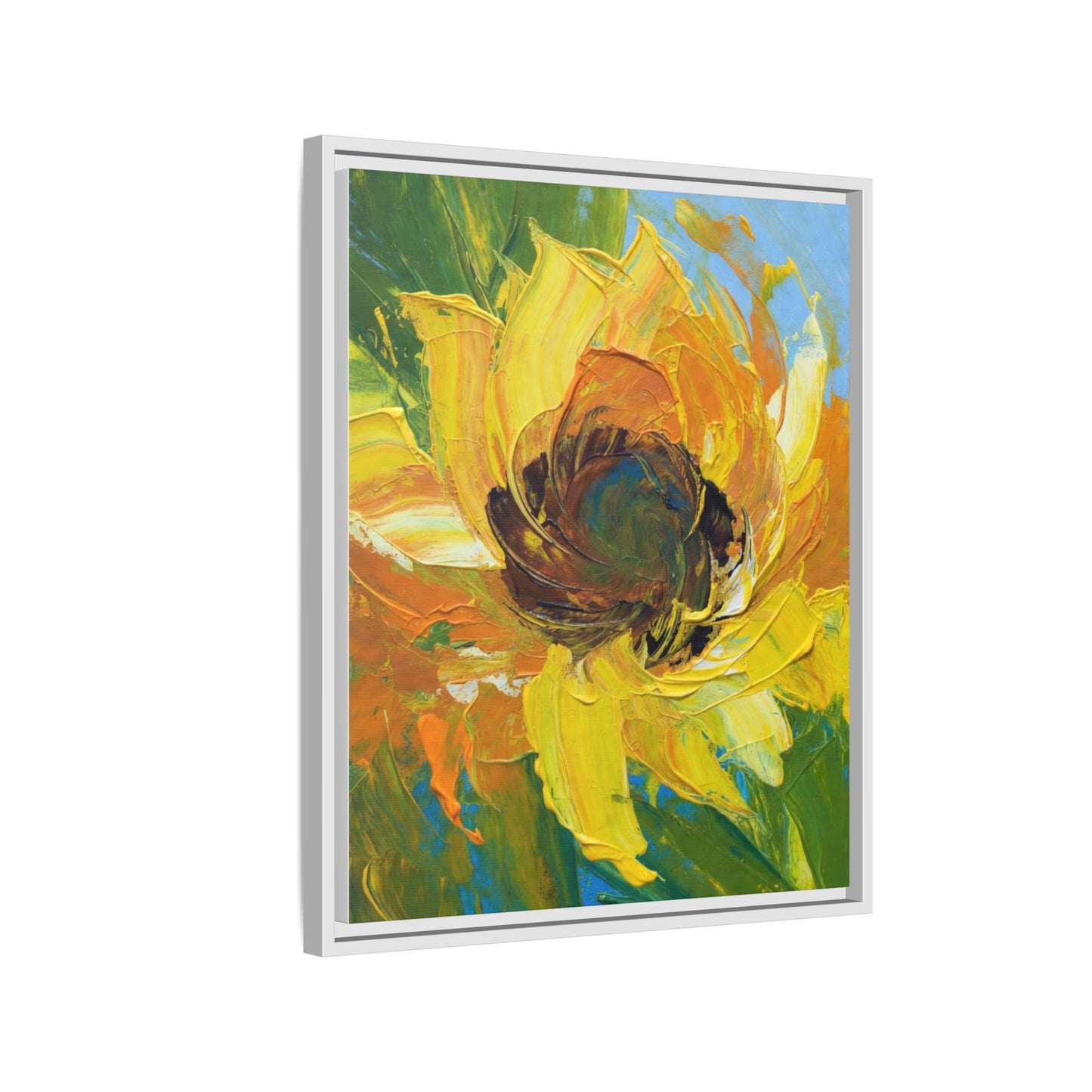 Framed Sunflower Abstract Matte Canvas Print