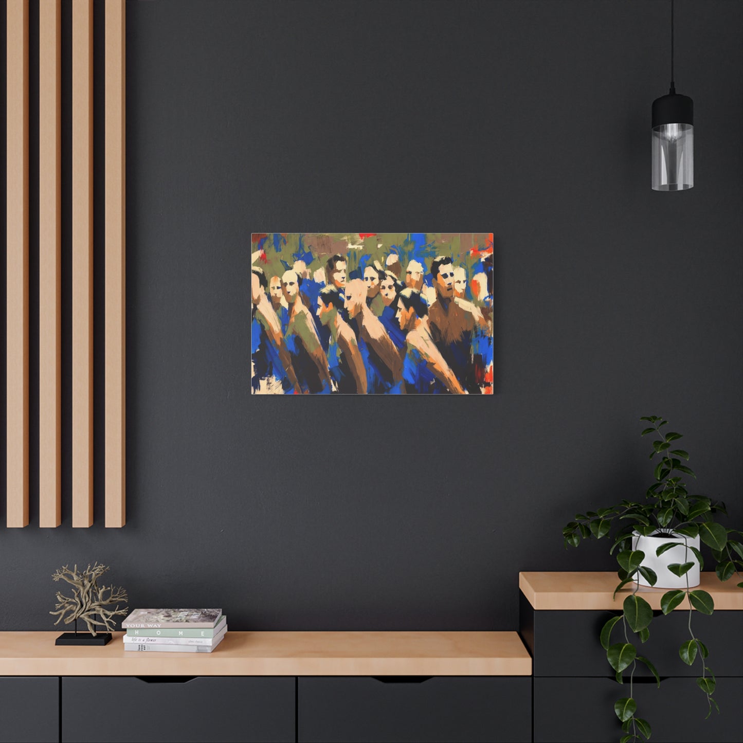 Abstract Crowd Painting Canvas Print — Stretched Matte Wall Art