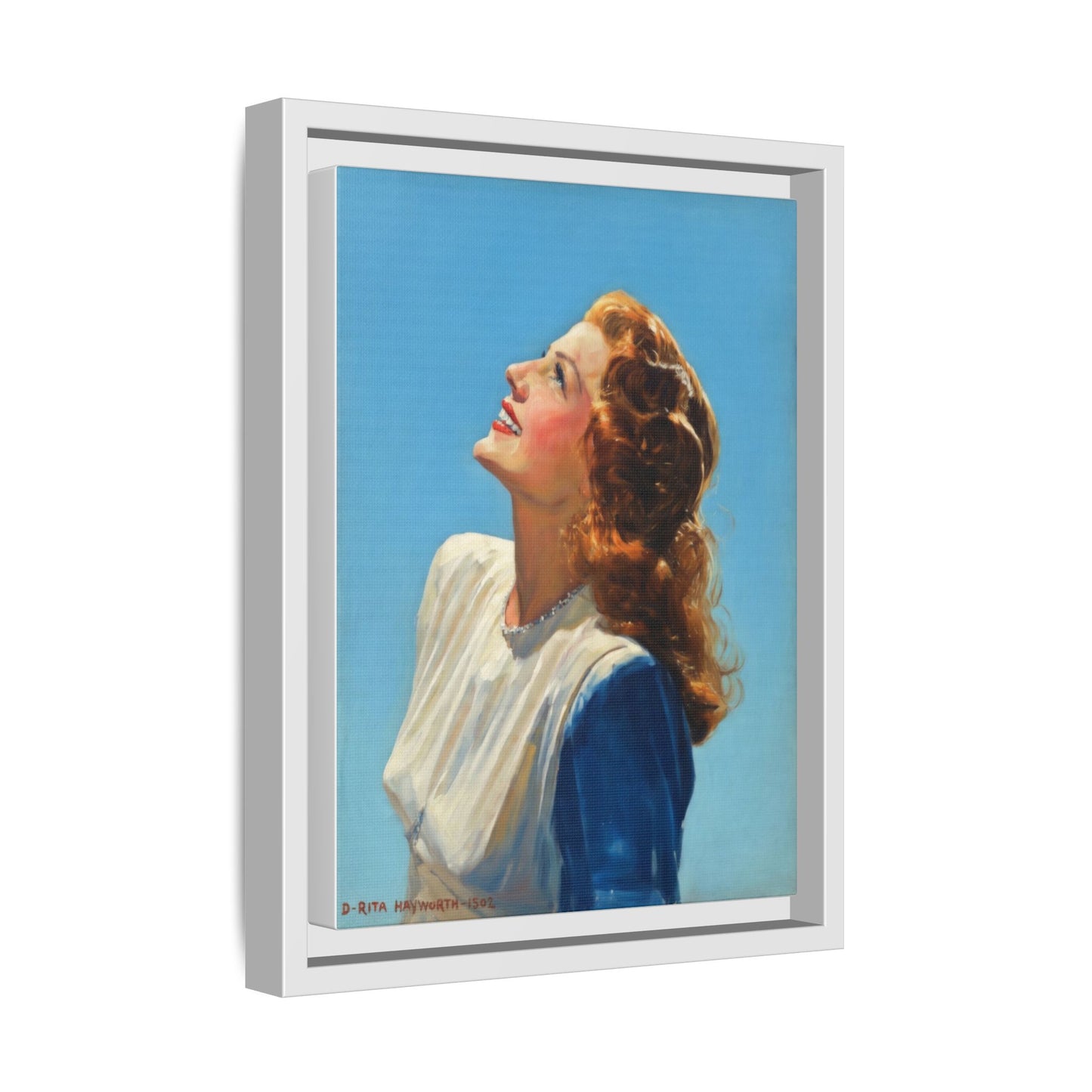 Framed Matte Canvas Wall Art — Vintage Rita Hayworth Portrait