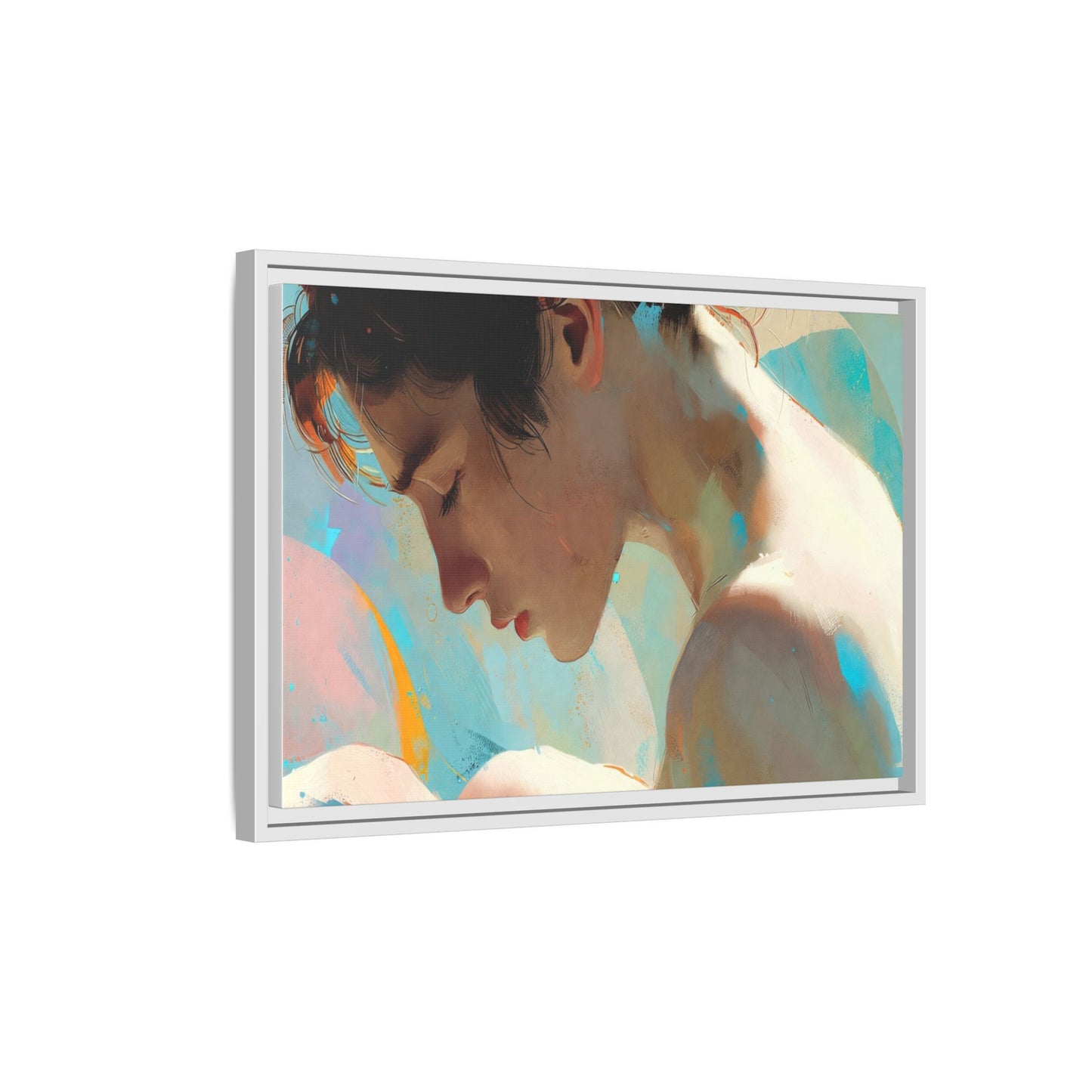 Framed Matte Canvas Print — Dreamy Portrait Art (Multi‑Color)