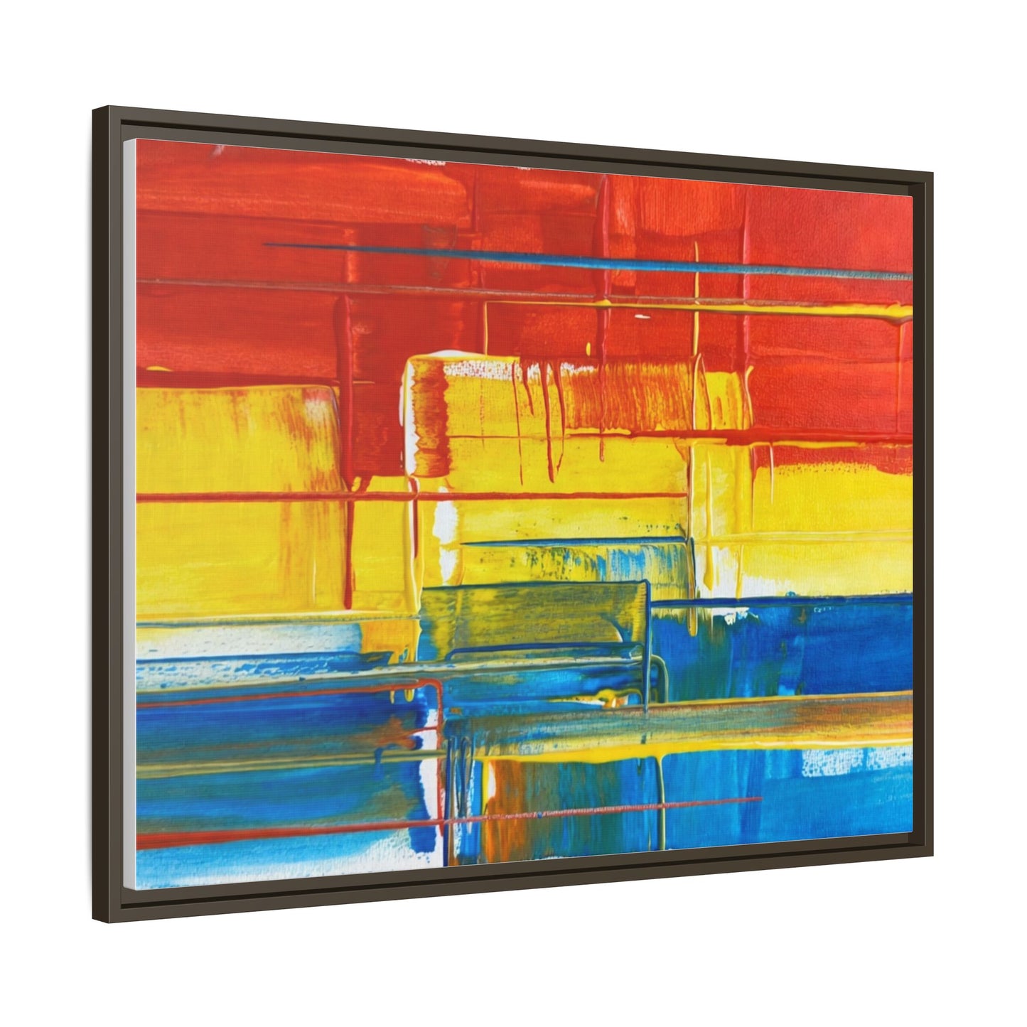 Abstract Multi-Color Framed Canvas Art — Modern Geometric Wall Decor