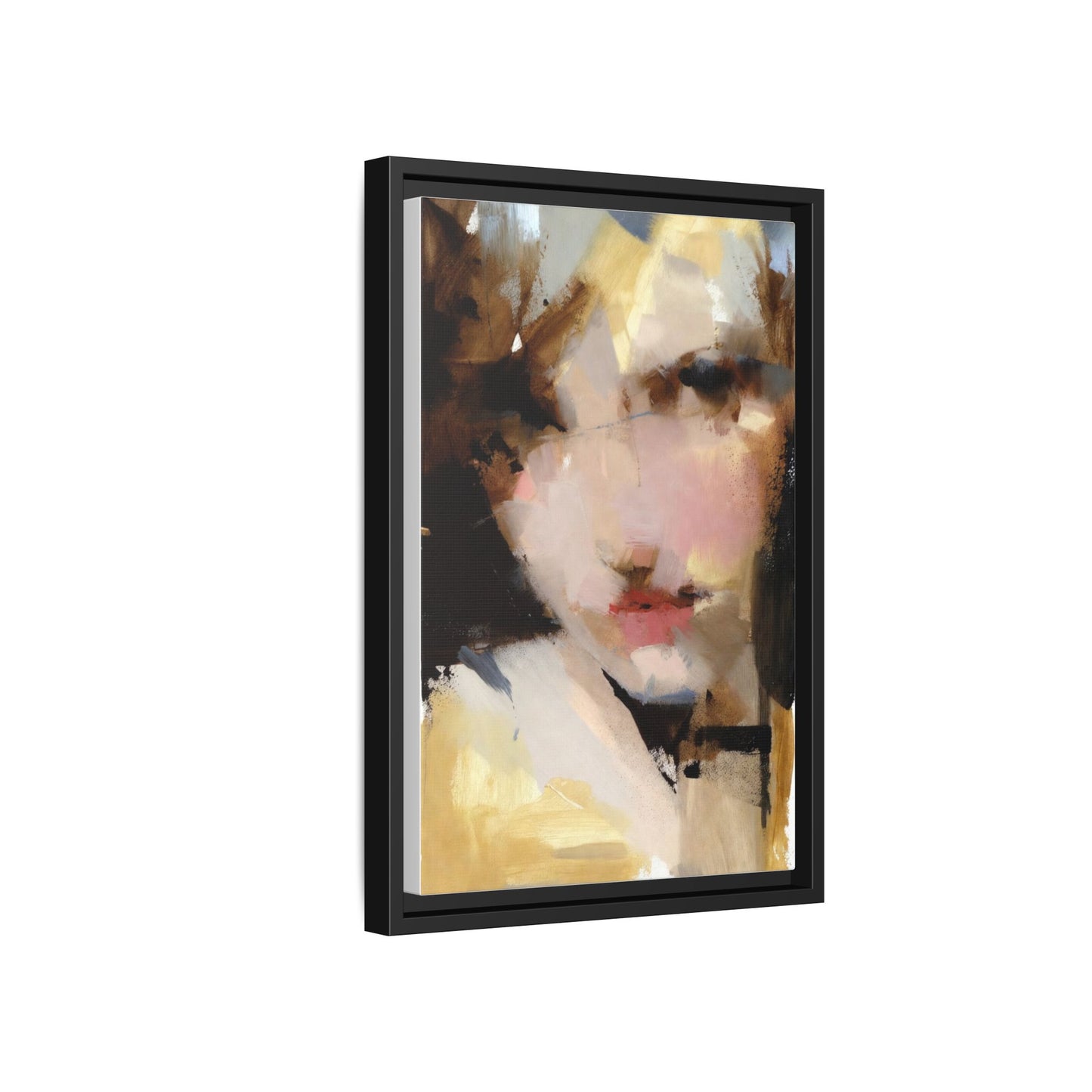 Abstract Portrait Matte Canvas Framed Print — Modern Feminine Wall Art