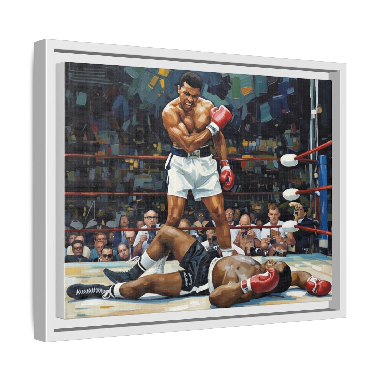Framed Boxing Ring Canvas Print — Muhammad Ali Iconic Knockout Sport Art