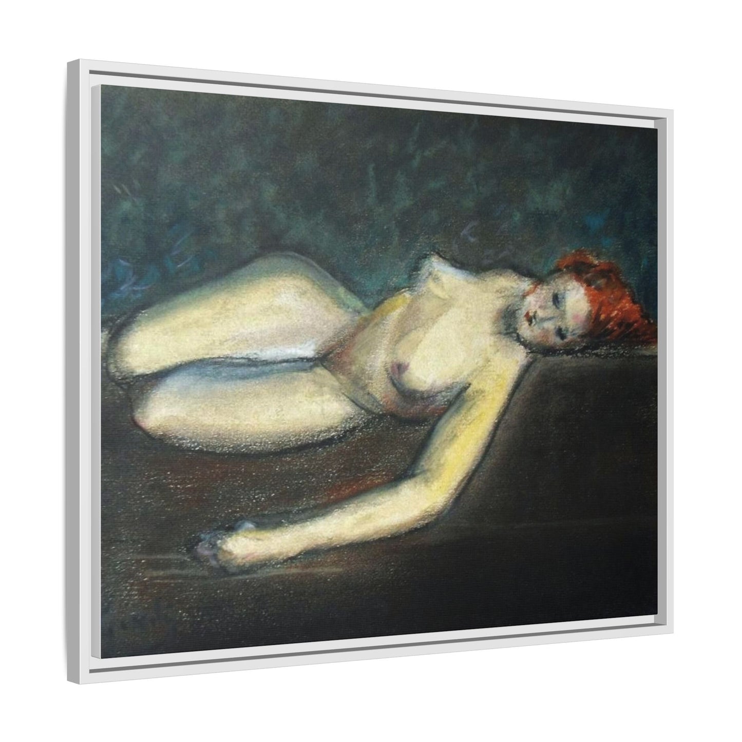 Lying nude by Paul Gosselin Framed Matte Canvas Wall Art Print