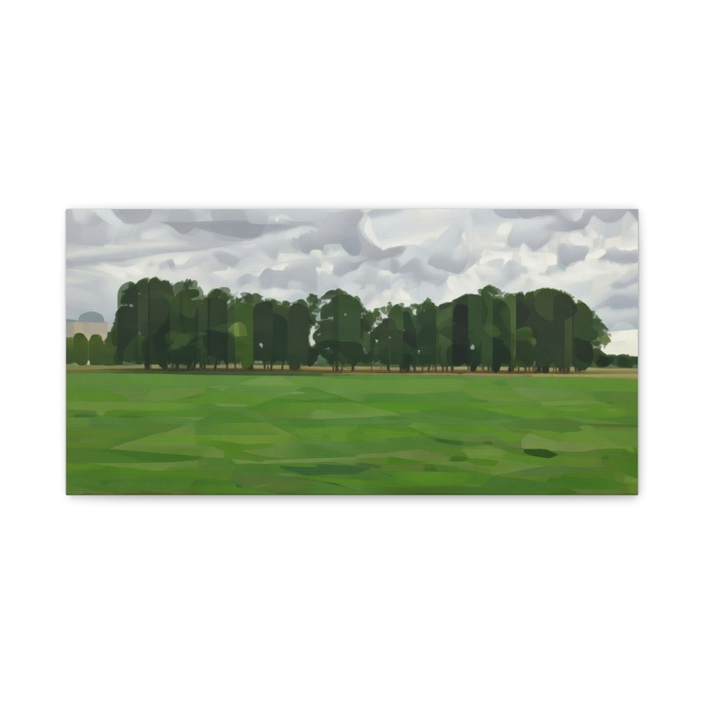 Green Field Landscape Canvas Print — Tranquil Park Scene Matte Stretched Canvas