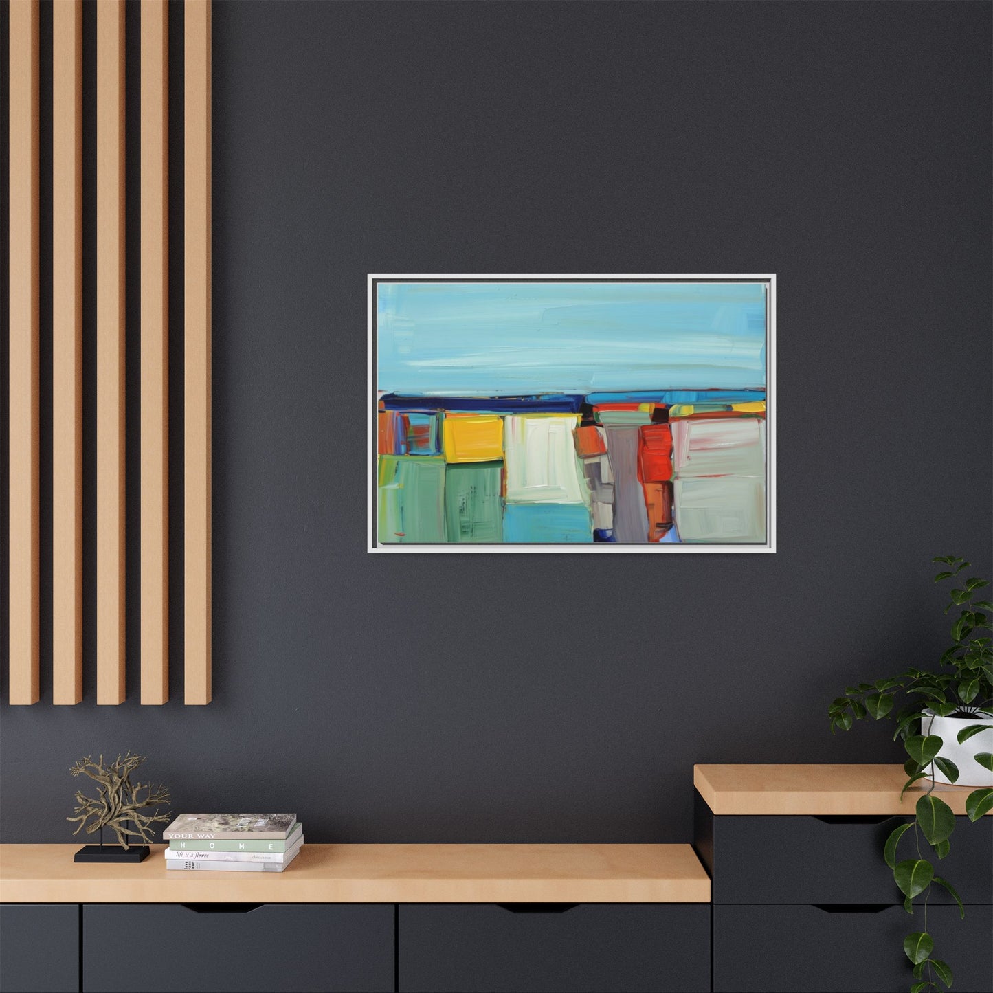 Abstract Coastal Blocks Matte Canvas Print (Framed)