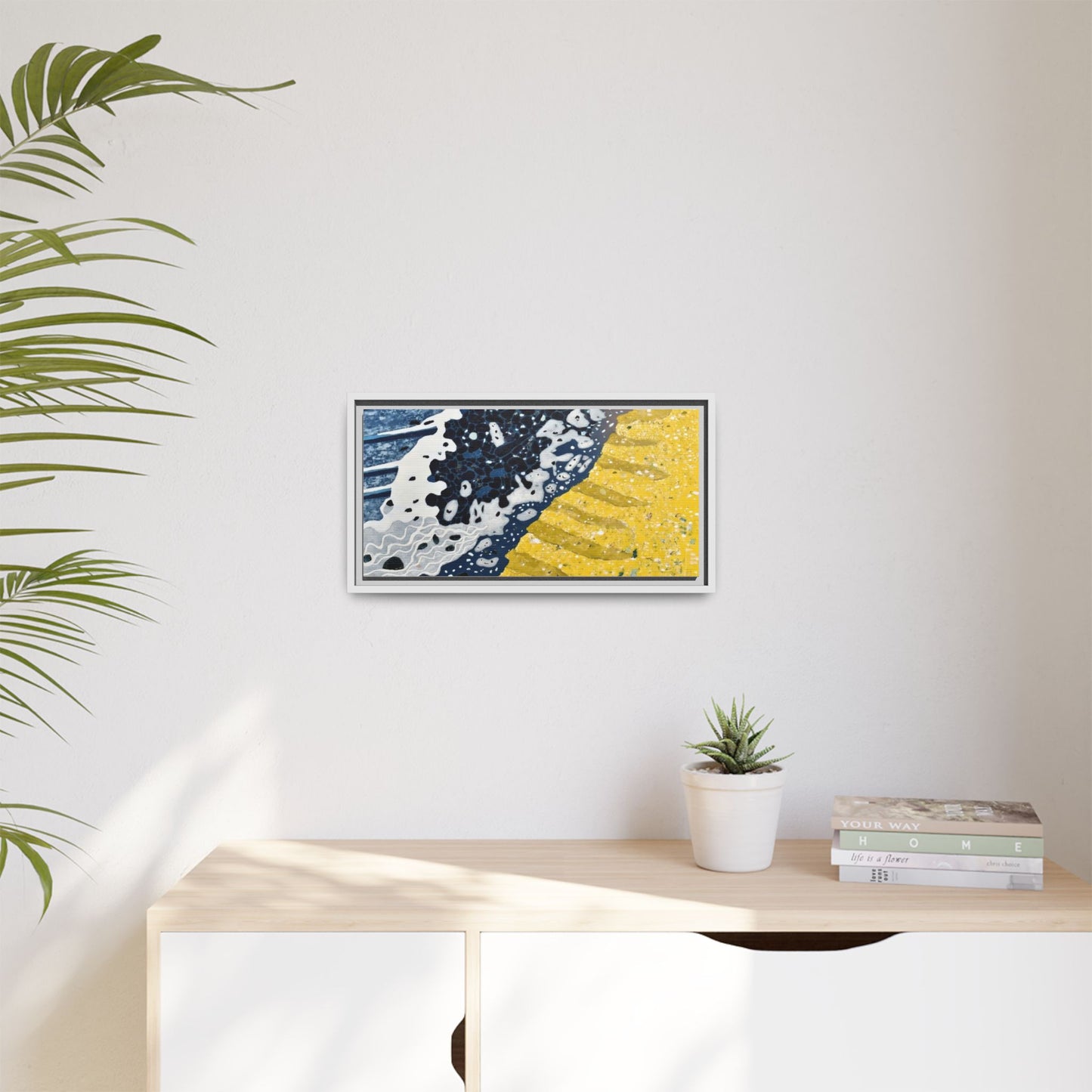 Framed Abstract Ocean & Sand Matte Canvas Print