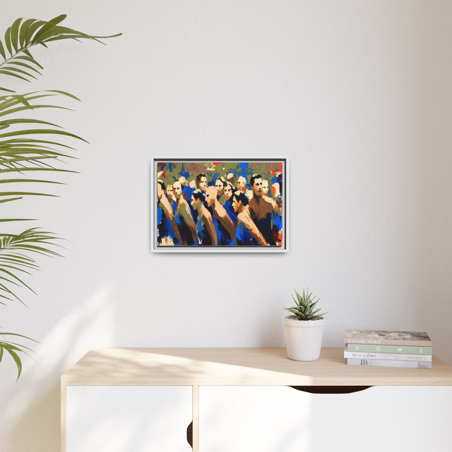 Abstract Crowd Matte Canvas Print — Framed Multi-Color Wall Art