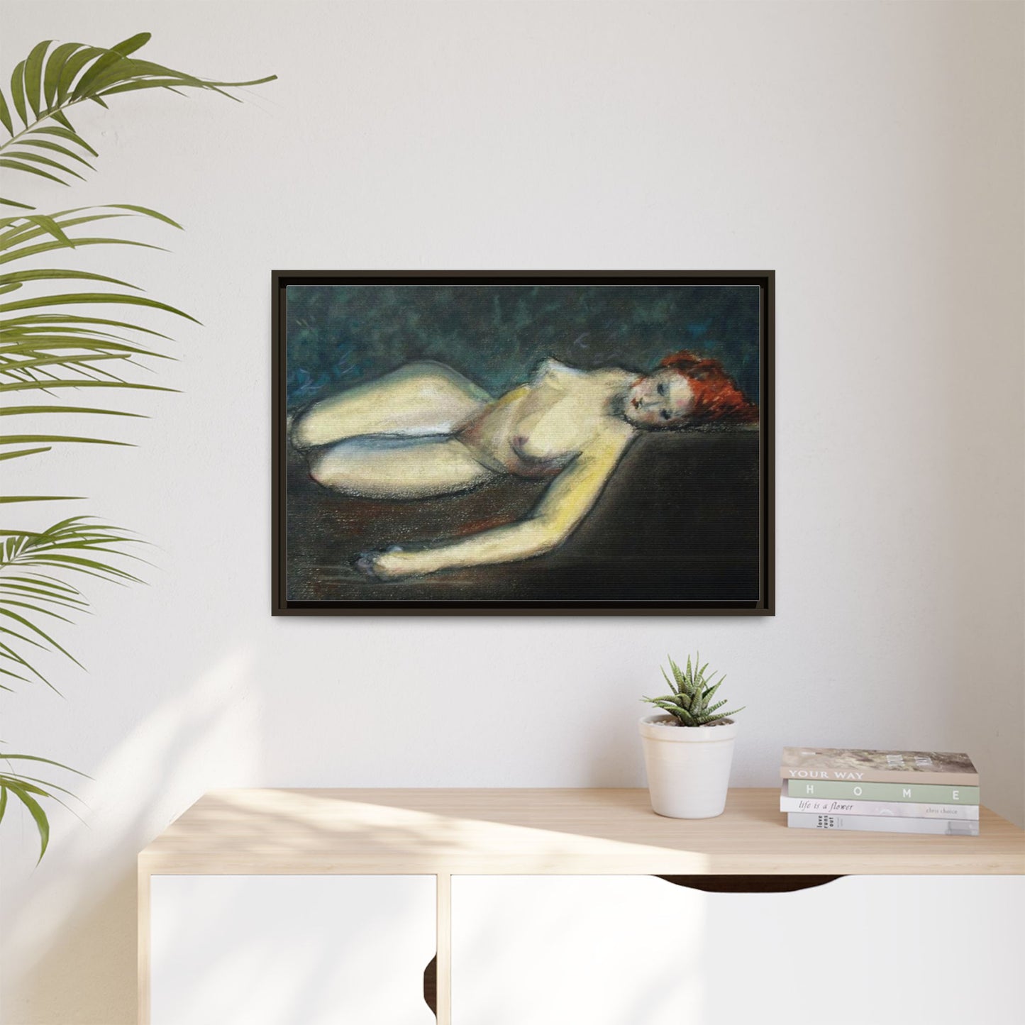 Lying nude by Paul Gosselin Framed Matte Canvas Wall Art Print