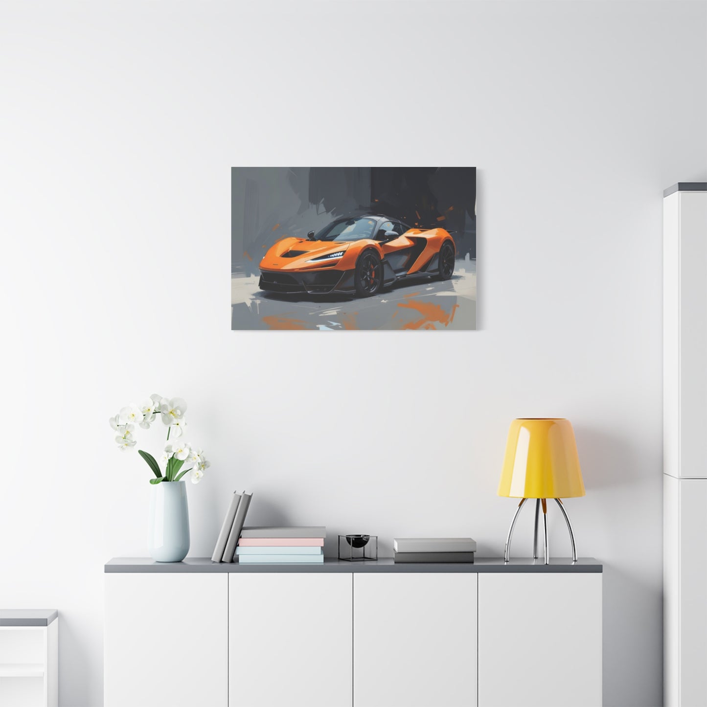 Orange Supercar Matte Canvas Wall Art – Stretched 1.25" Sports Car Print