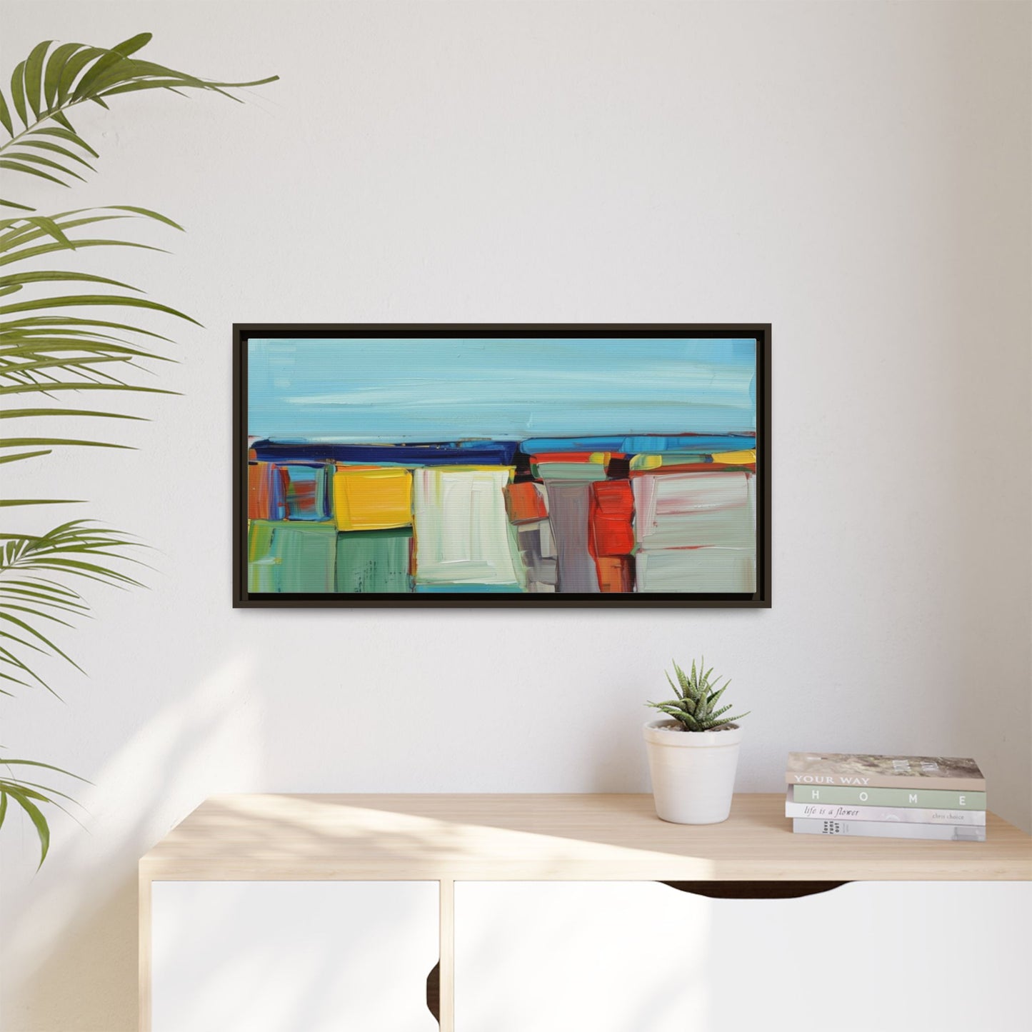 Abstract Coastal Blocks Matte Canvas Print (Framed)