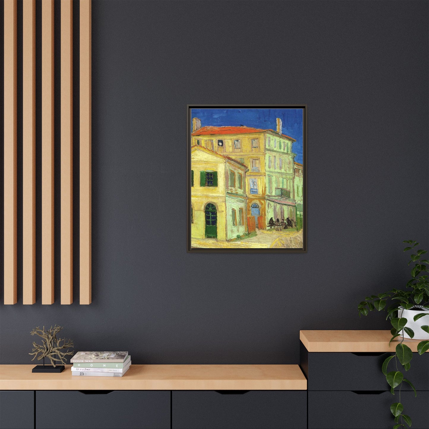 Mediterranean Street Scene Matte Canvas Framed Wall Art