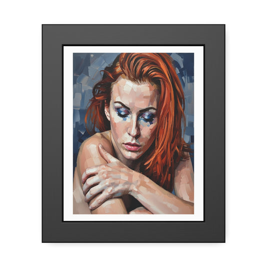 Framed Poster - Moody Redhead Portrait Art Print (Framed)