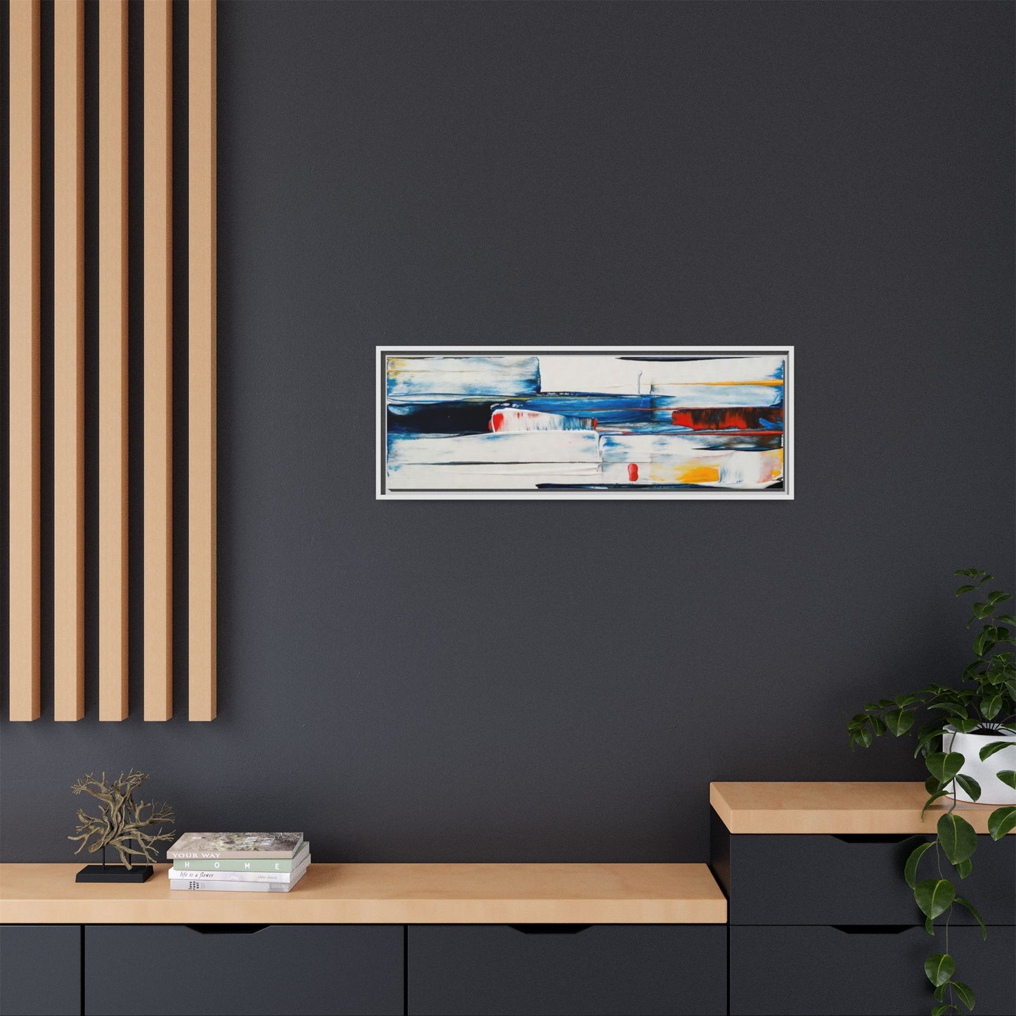 Abstract Coastal Brushstrokes Framed Canvas Print