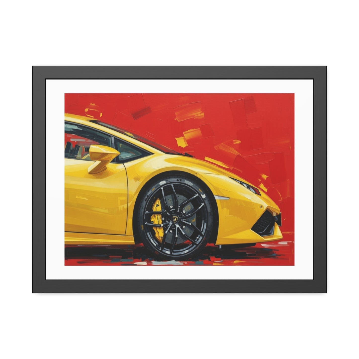 Yellow Sports Car Framed Poster — Modern Automotive Wall Art