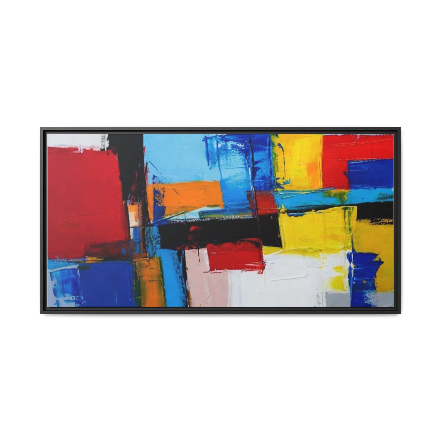 Abstract Color Block Matte Canvas Framed Wall Art