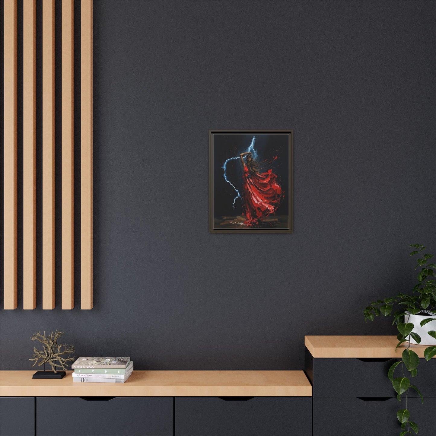 Framed Matte Canvas Print — Red Dancer Lightning Art
