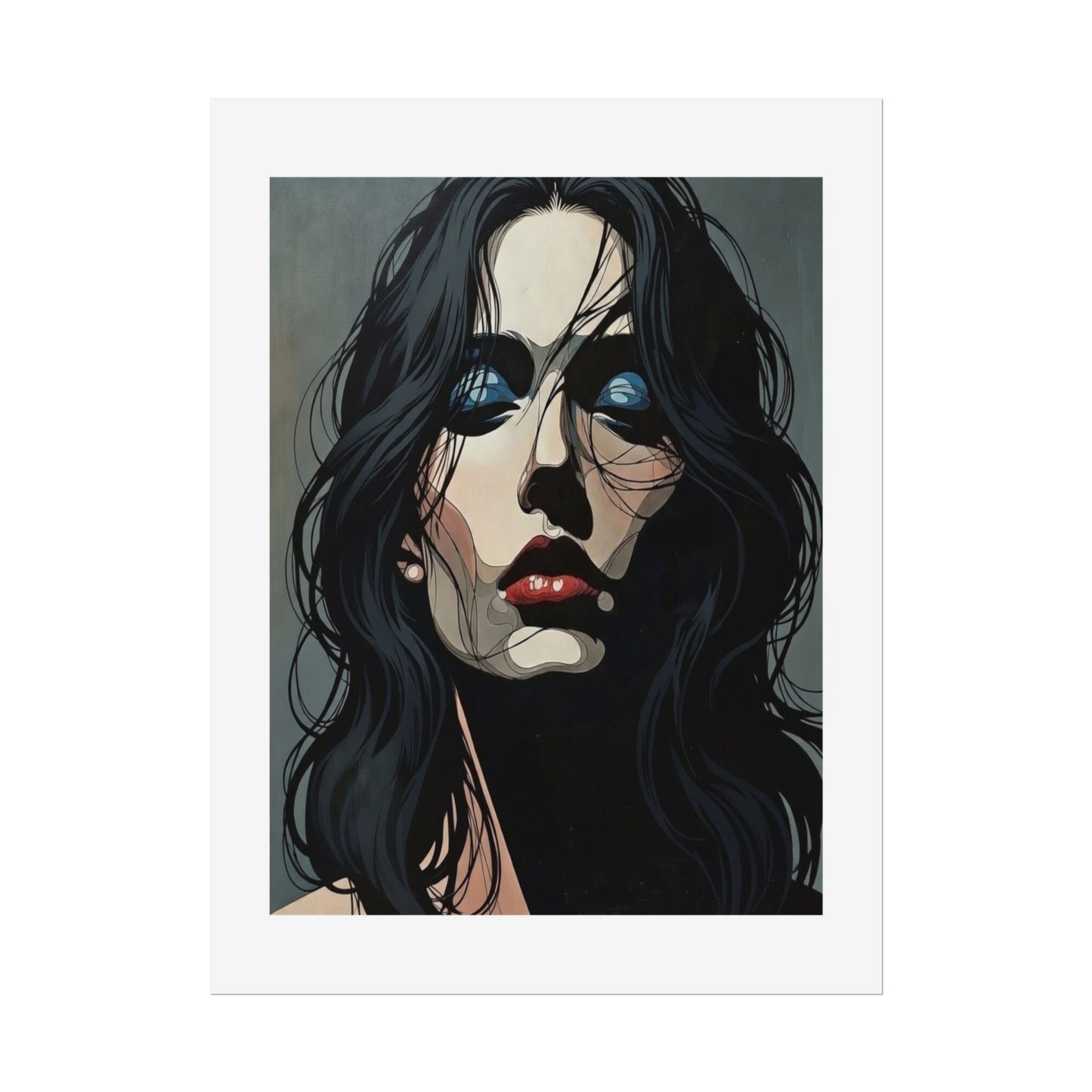 Rolled Poster — Moody Portrait Art Print (Dark Femme, Blue Eyeshadow)