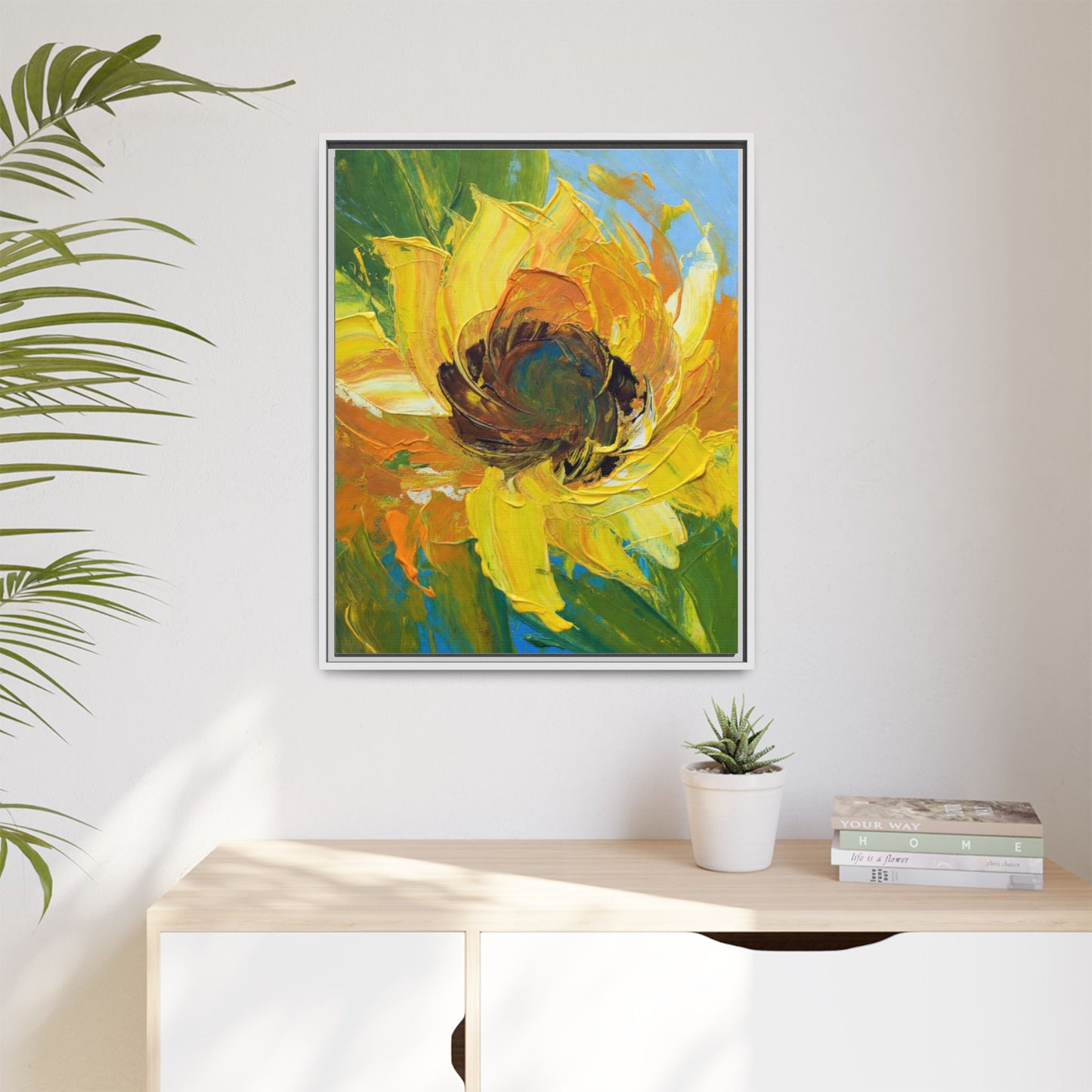 Framed Sunflower Abstract Matte Canvas Print