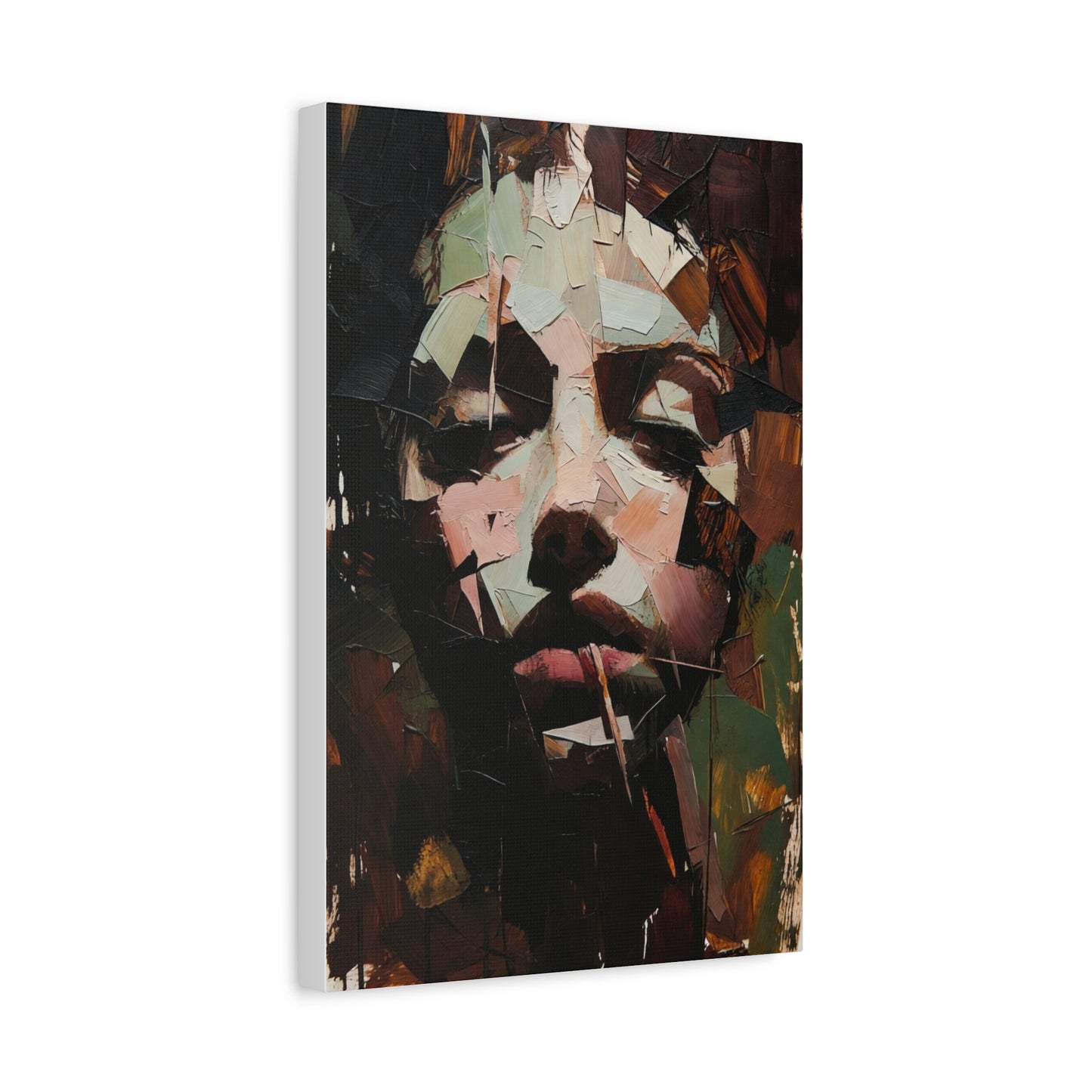 Abstract Portrait Matte Stretched Canvas (1.25") — Contemporary Textured Face Art