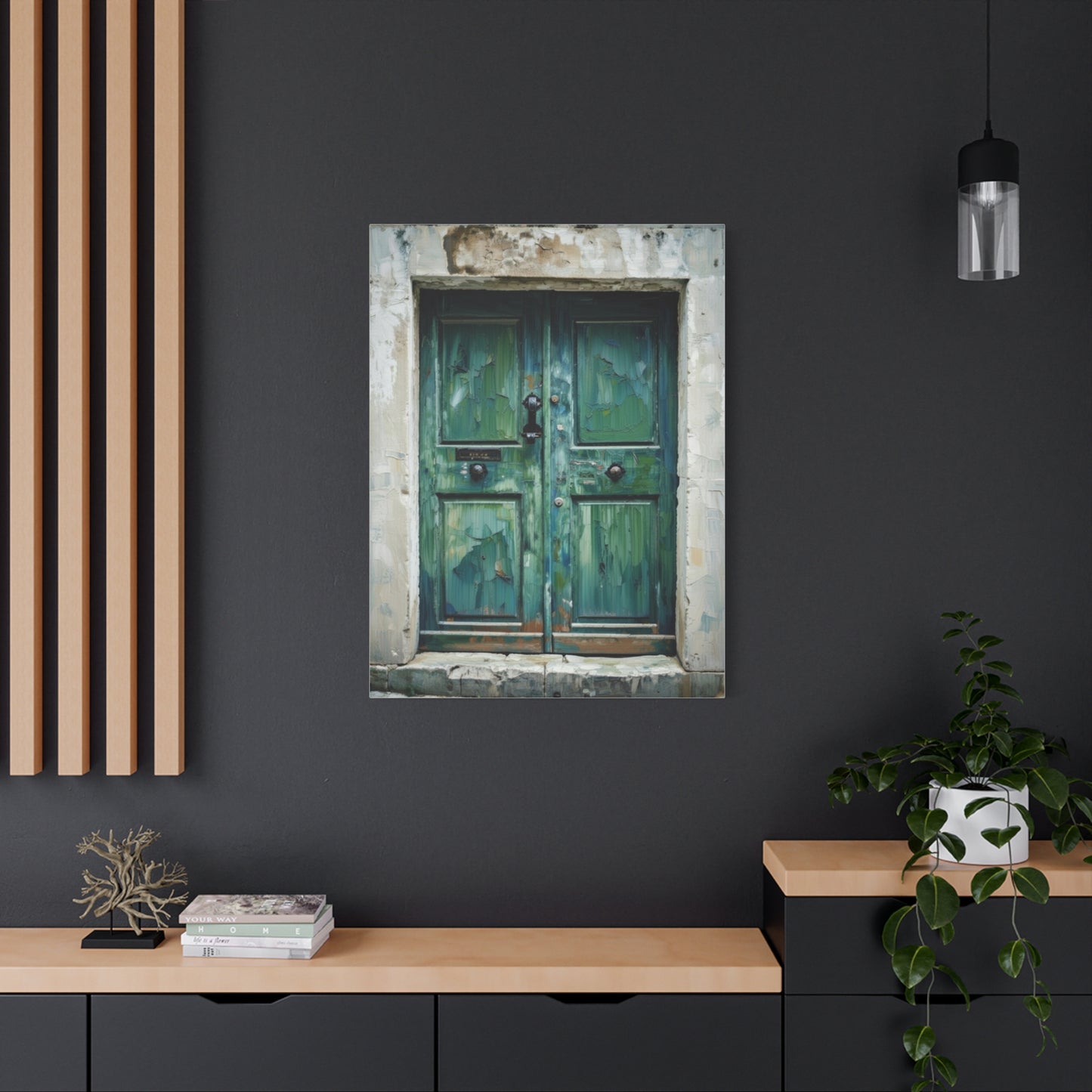 Vintage Green Door Matte Canvas Wall Art — Stretched 1.25"