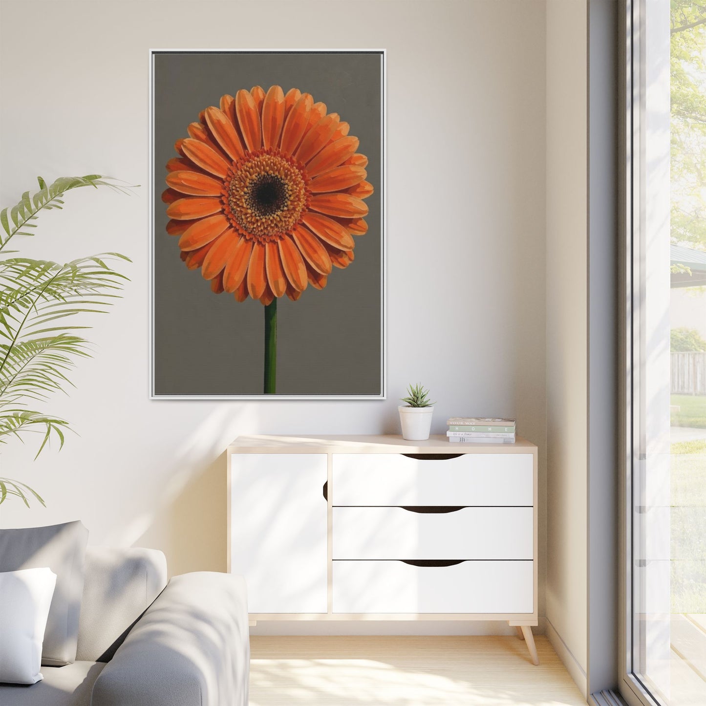 Orange Gerbera Daisy Matte Canvas Print (Framed)