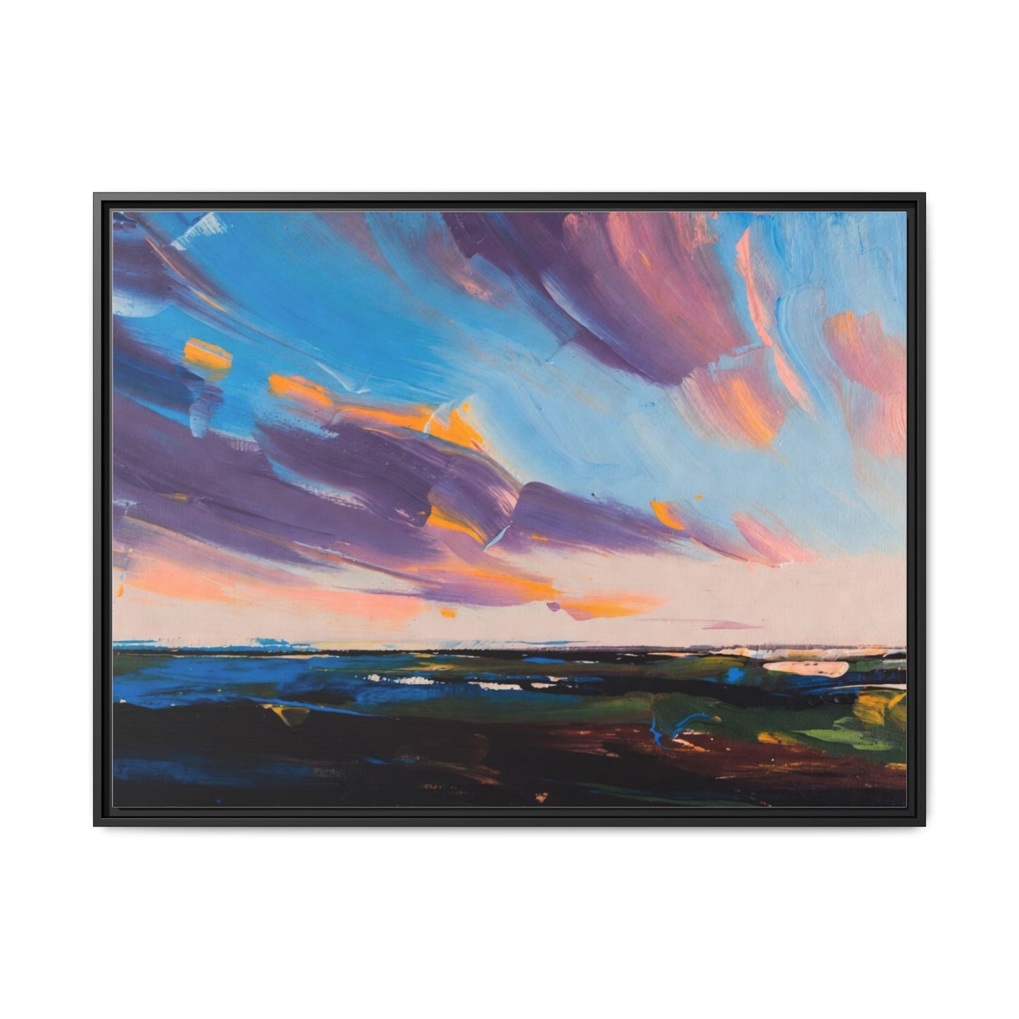 Framed Matte Canvas Abstract Seascape Sunset Art Print