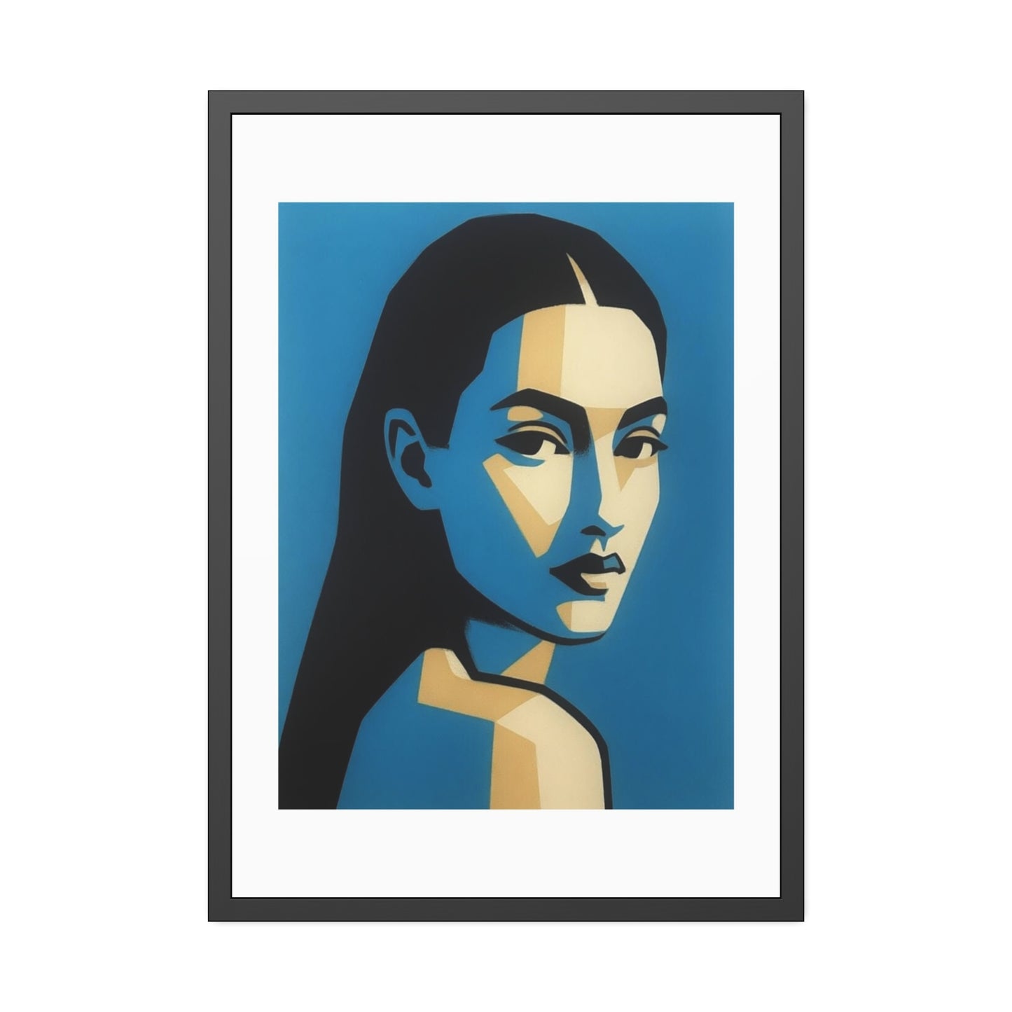 Framed Art Print — Blue Pop Portrait Poster