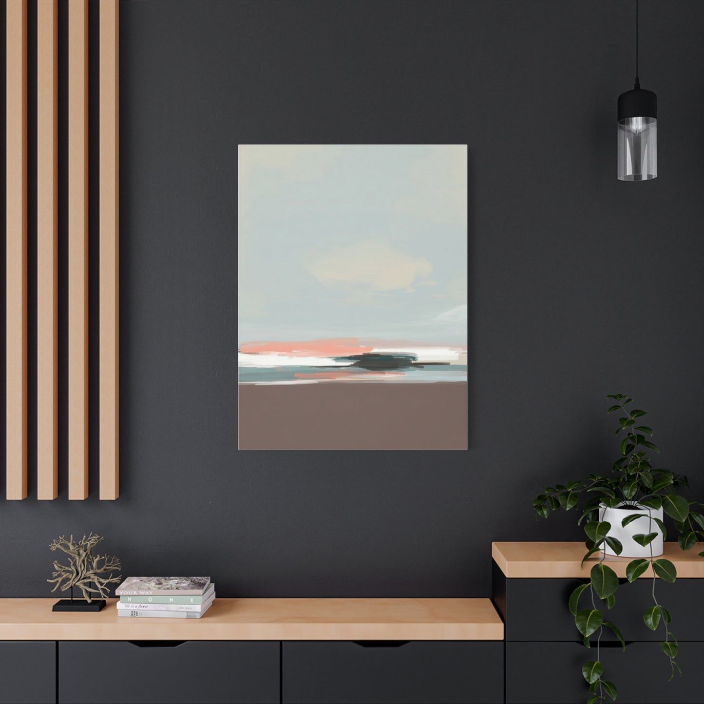 Coastal Abstract Canvas Art – Soft Pastel Seascape Matte Stretched Canvas
