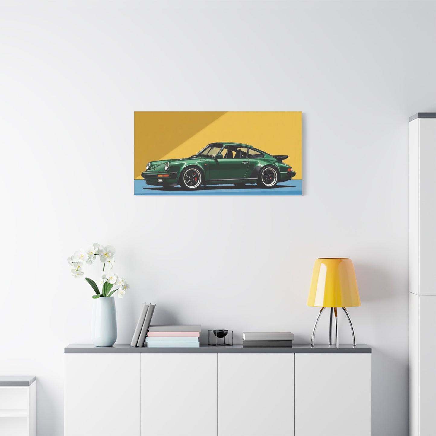Vintage Green Porsche Art Print - Matte Stretched Canvas