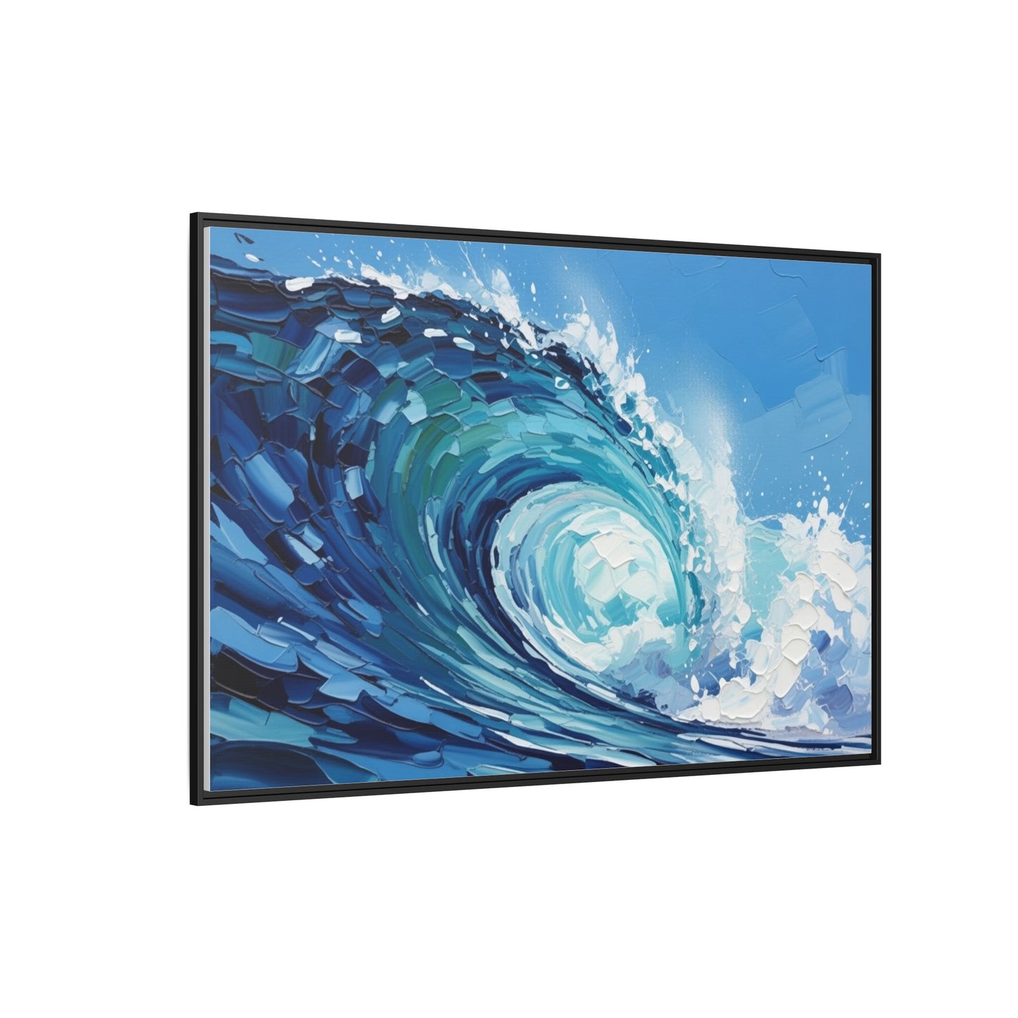 Framed Matte Canvas Wave Art — Blue Ocean Surf Wall Decor