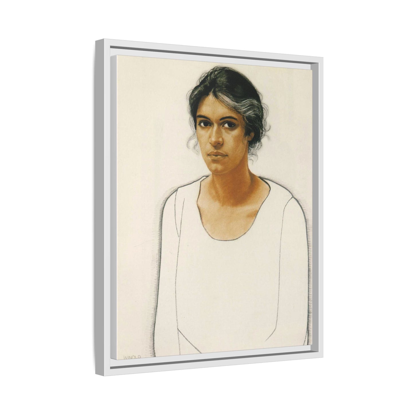 Portrait of a Woman by Winold Reiss Framed Matte Canvas Portrait Print