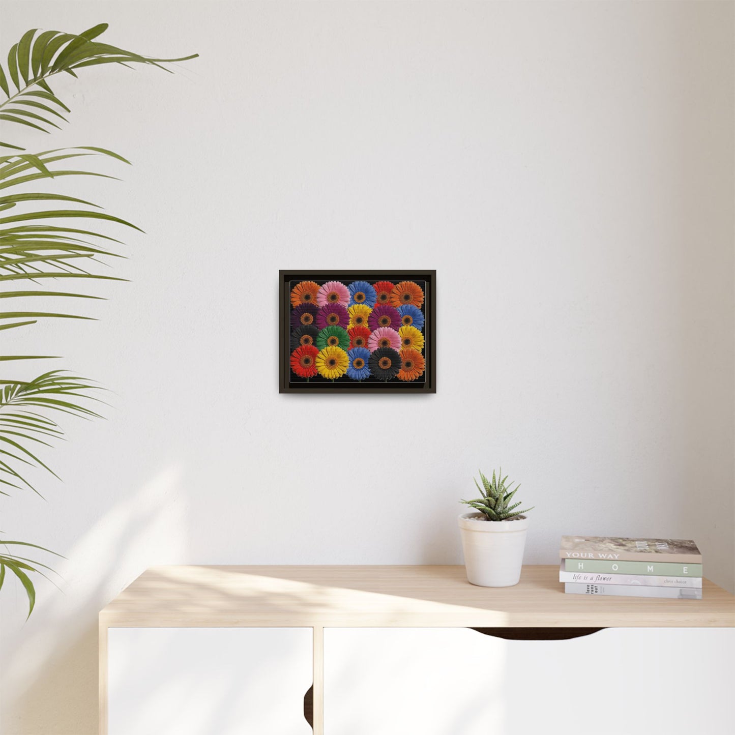 Framed Matte Canvas - Rainbow Gerbera Daisy Wall Art