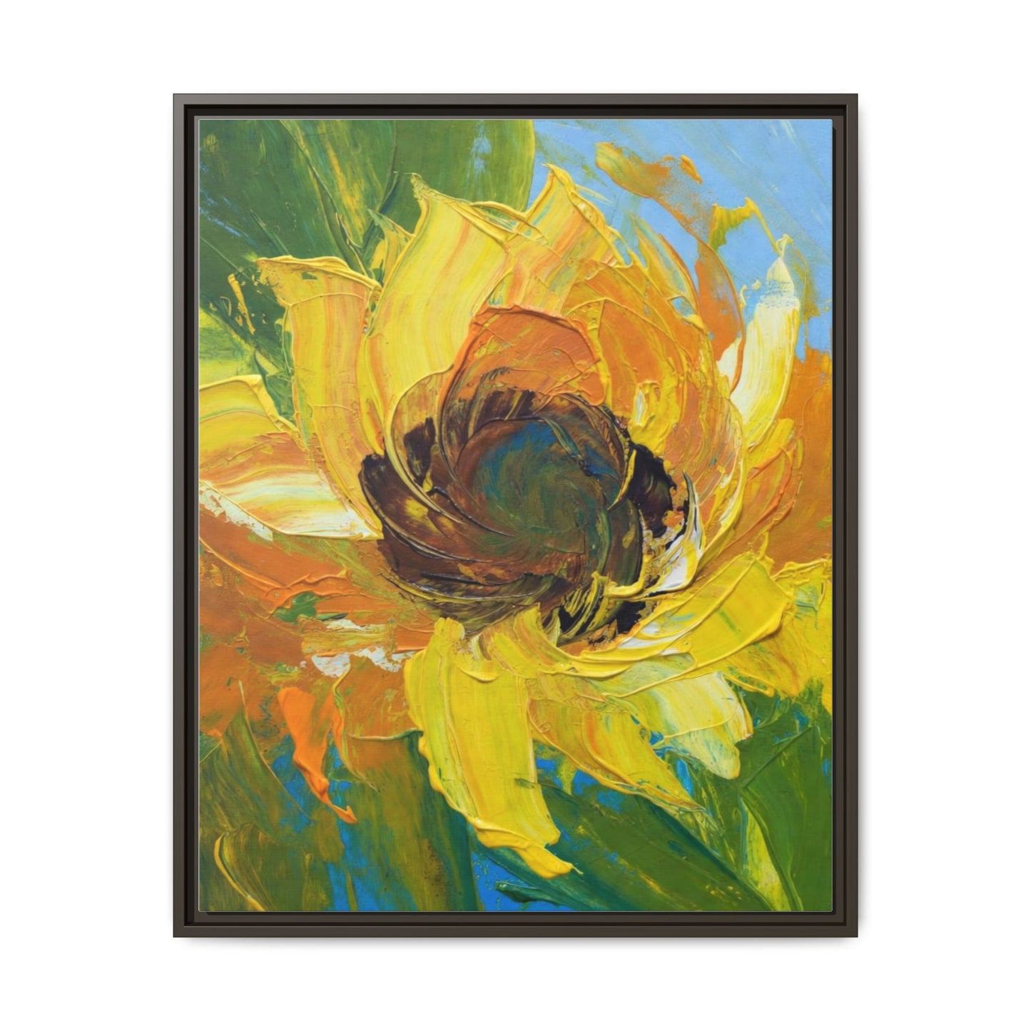 Framed Sunflower Abstract Matte Canvas Print